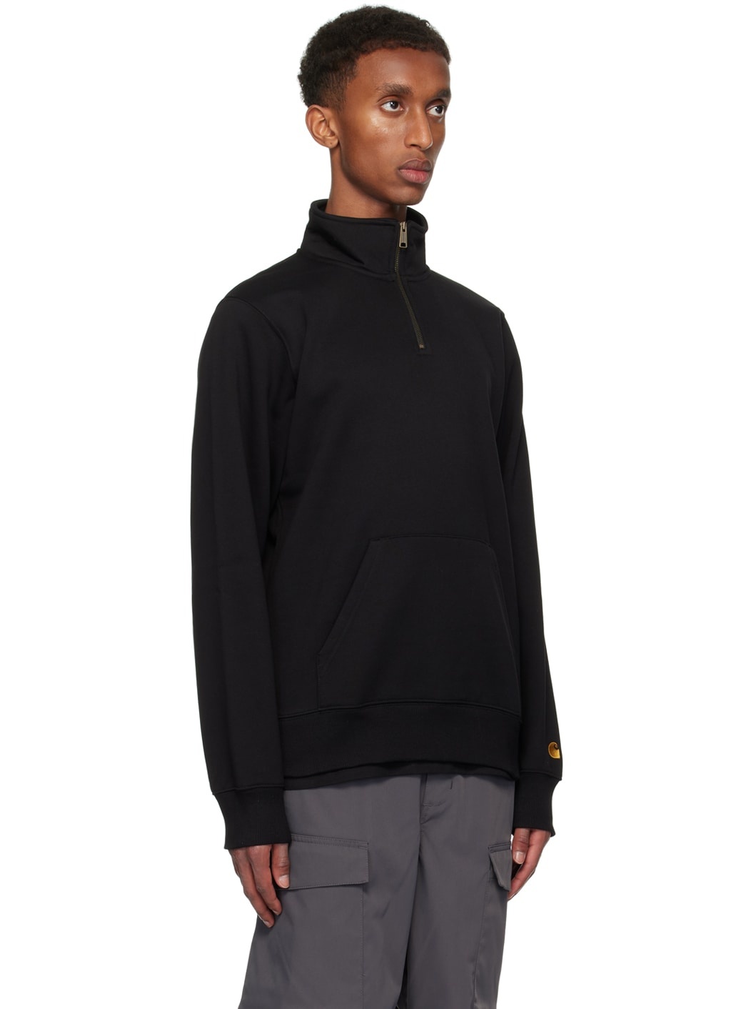 Black Chase Neck Zip Sweatshirt - 2