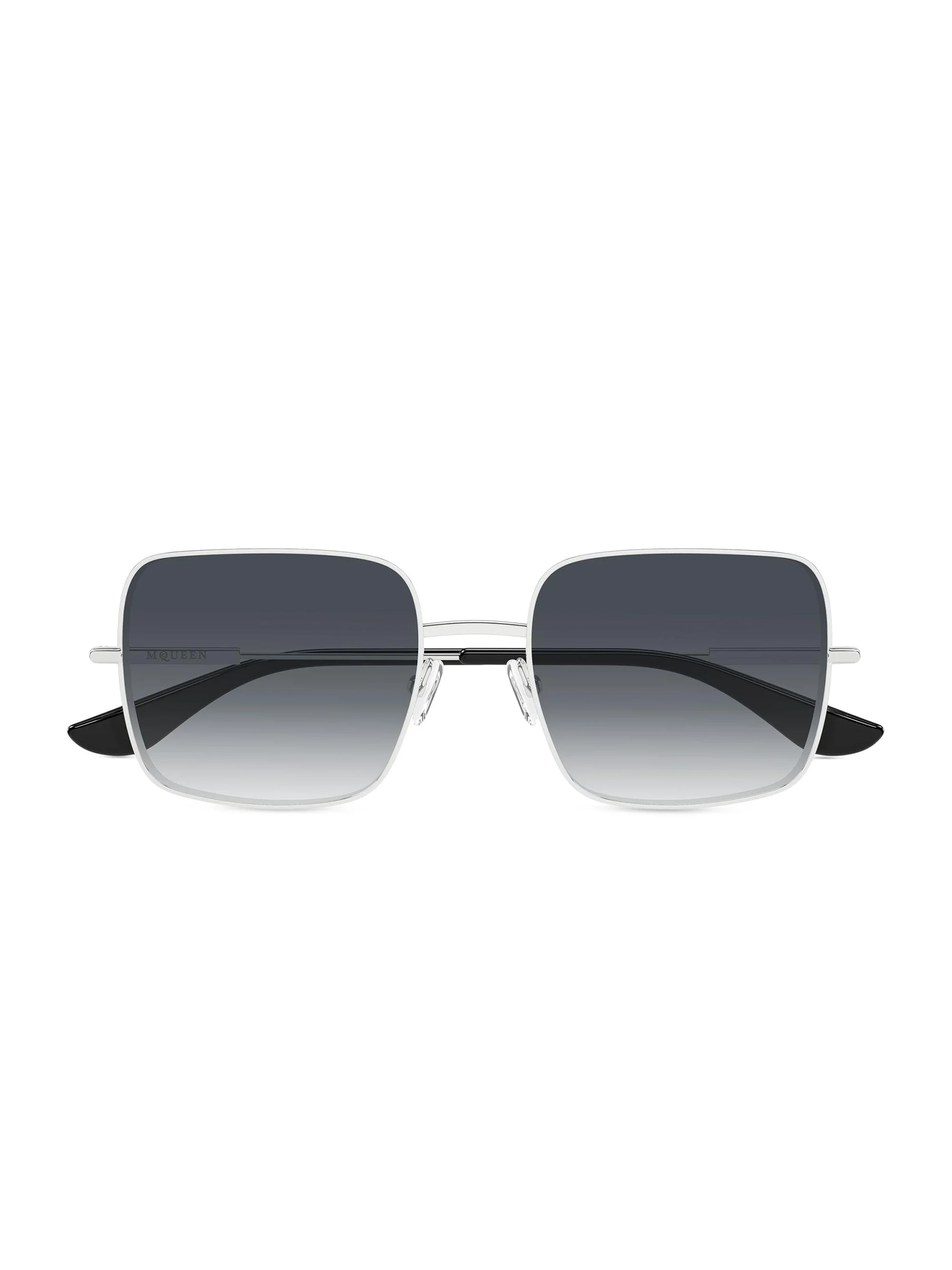 Women's Metal T-Bar 55MM Square Sunglasses - Silver Grey - 1