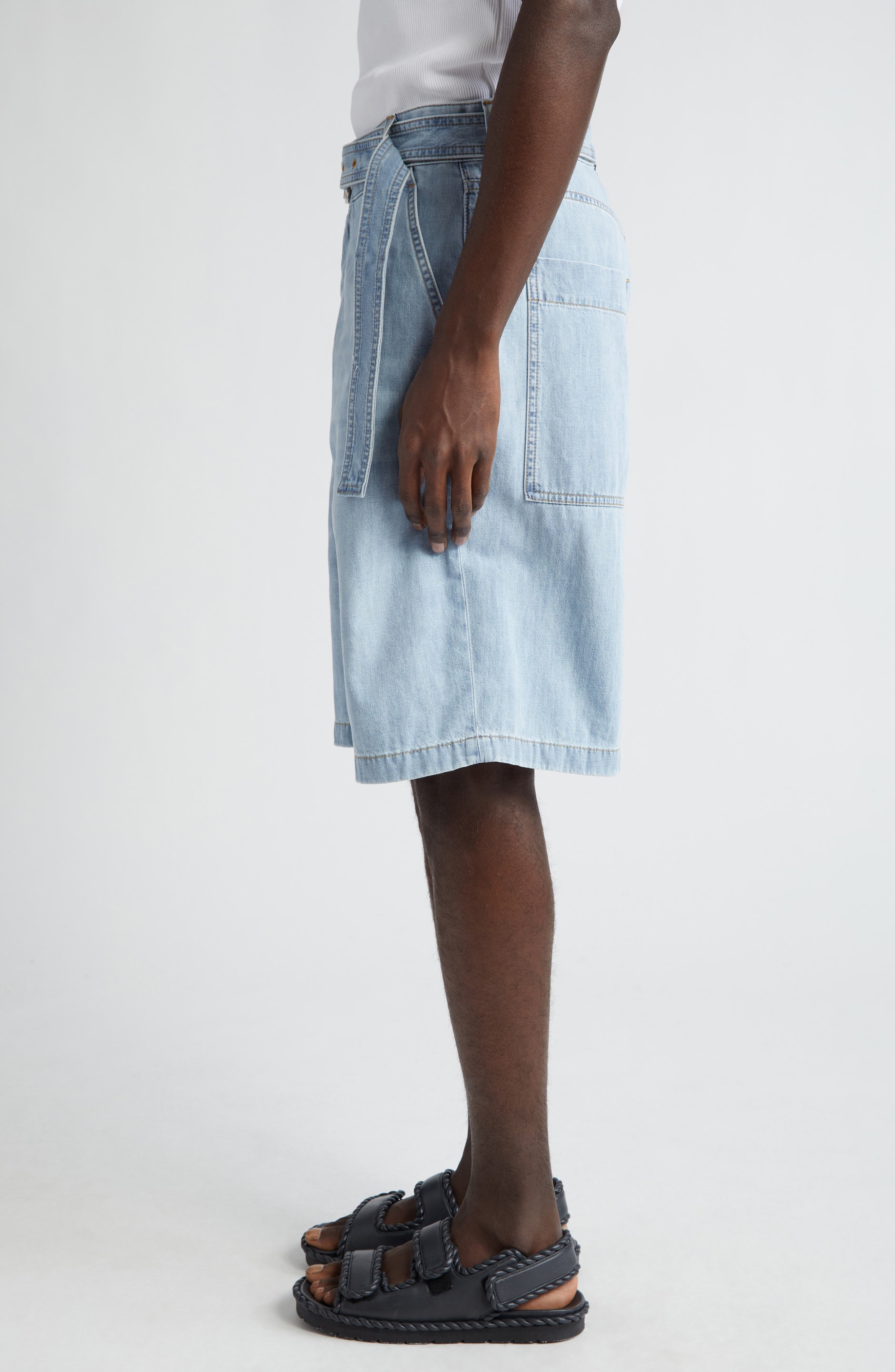 Belted Denim Shorts - 3