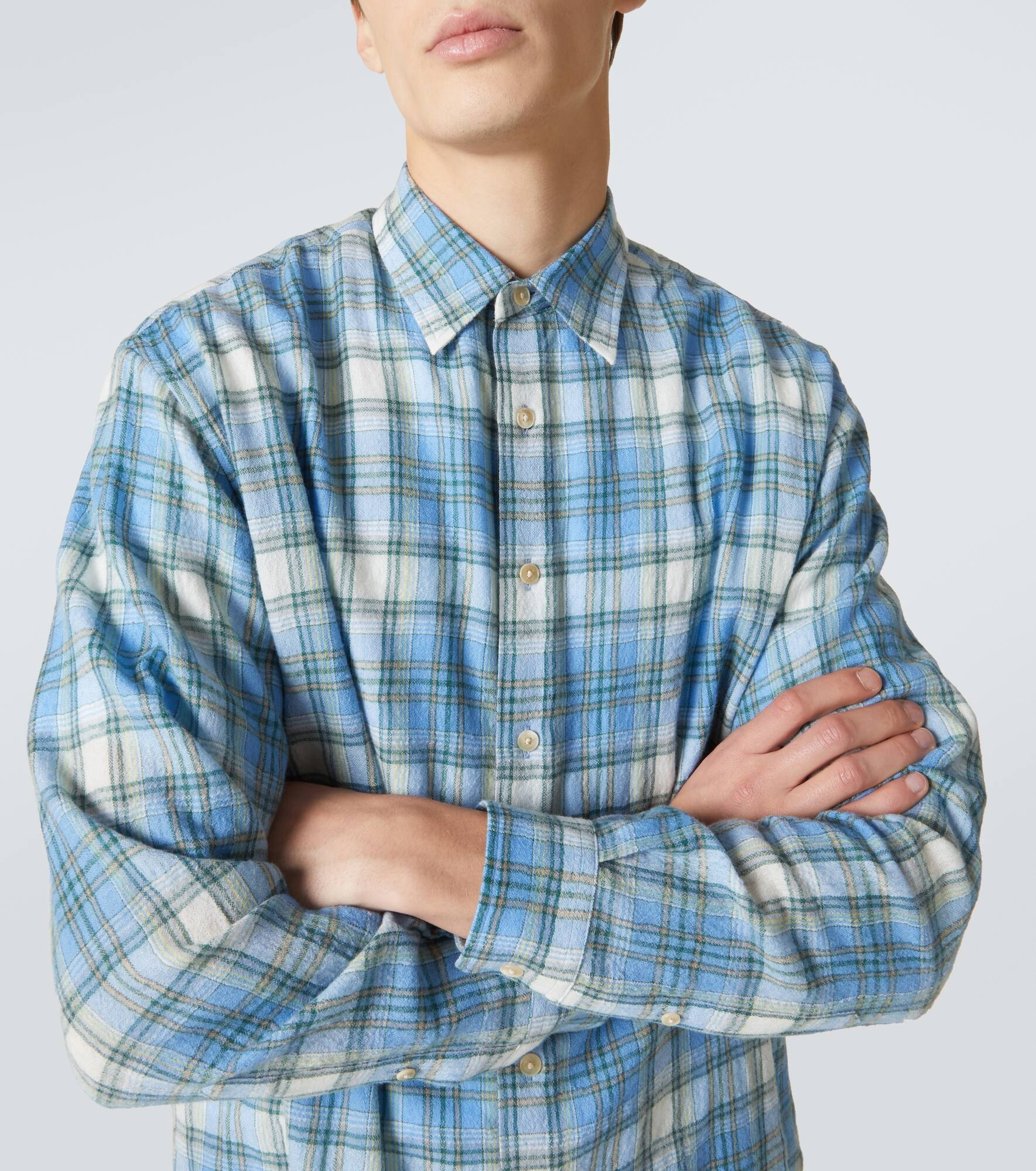 Airy checked wool shirt - 5