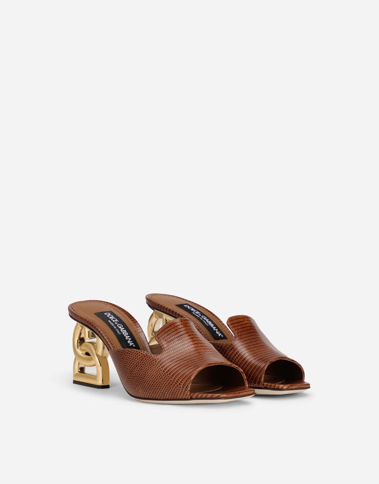 Iguana-print calfskin mules with DG pop heel - 2