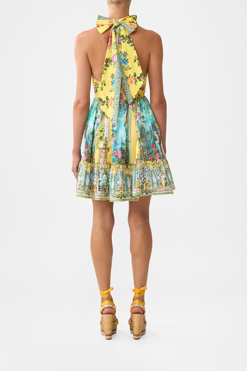 RUFFLE HEM HALTER SHORT DRESS - 3