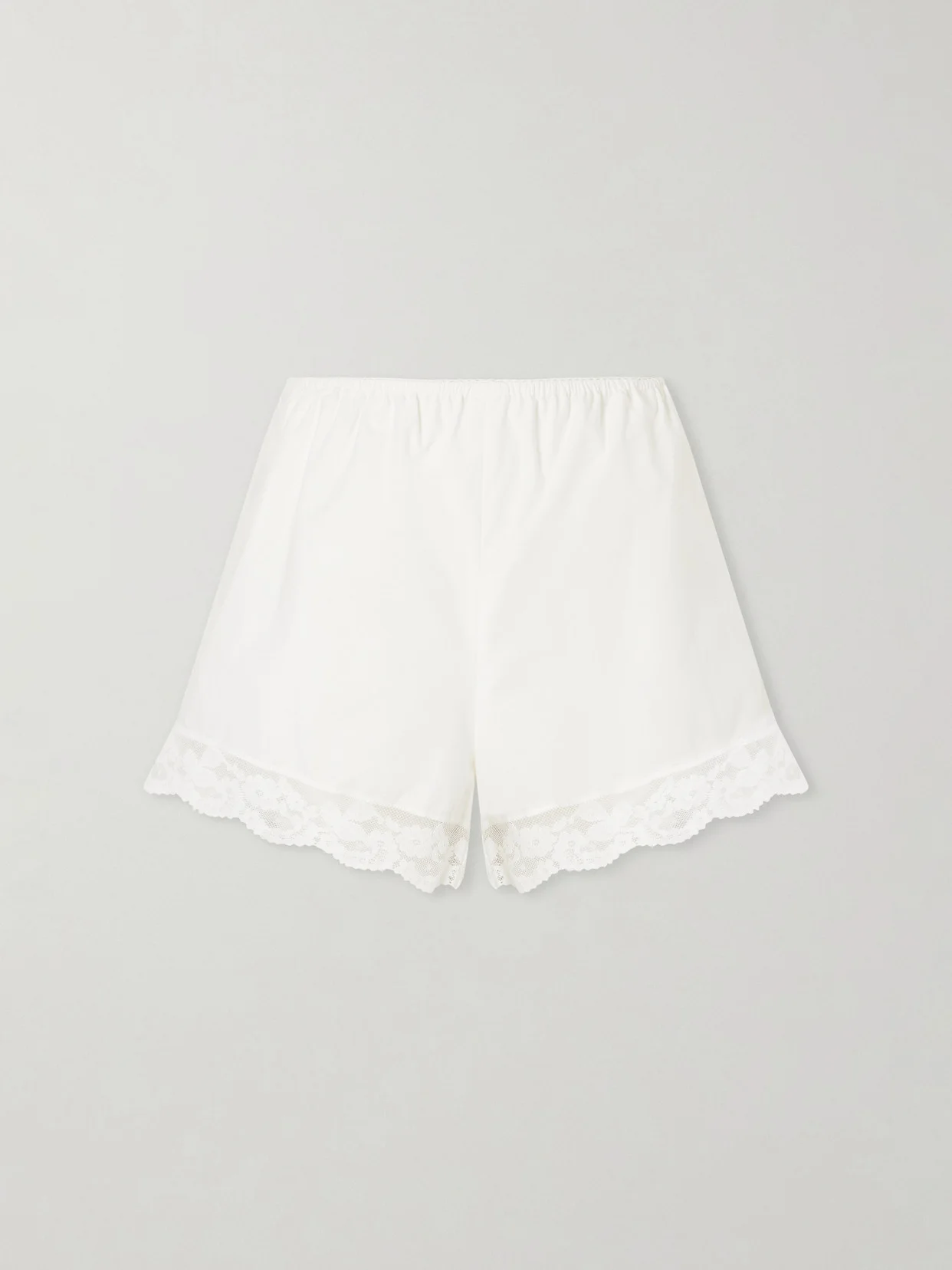 Cristina Lace-trimmed Cotton-poplin Shorts - 1