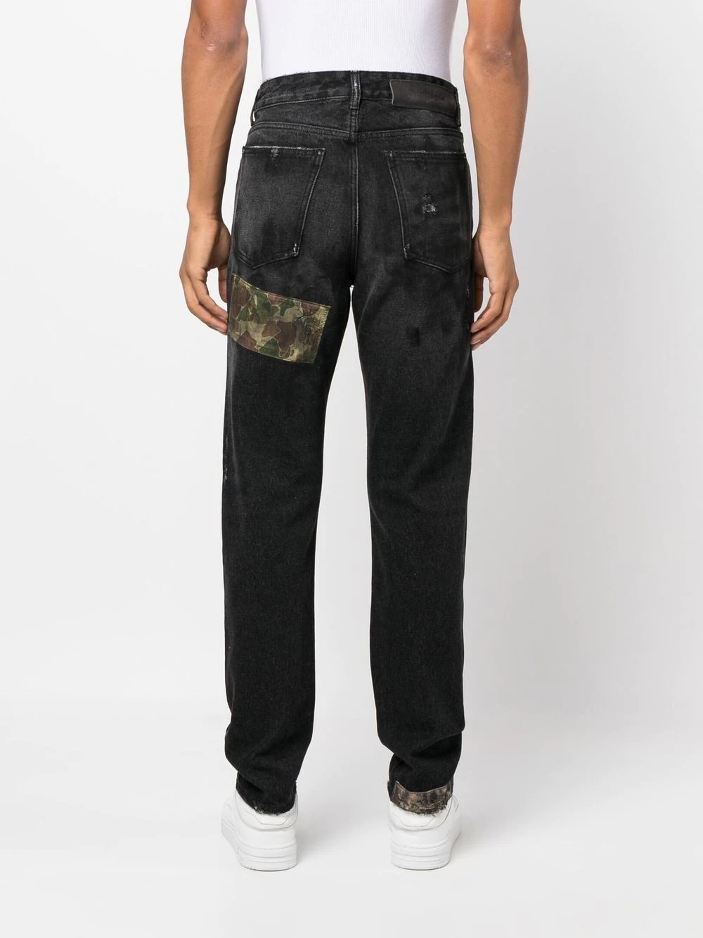 palm tree-patch straight-leg jeans - 4