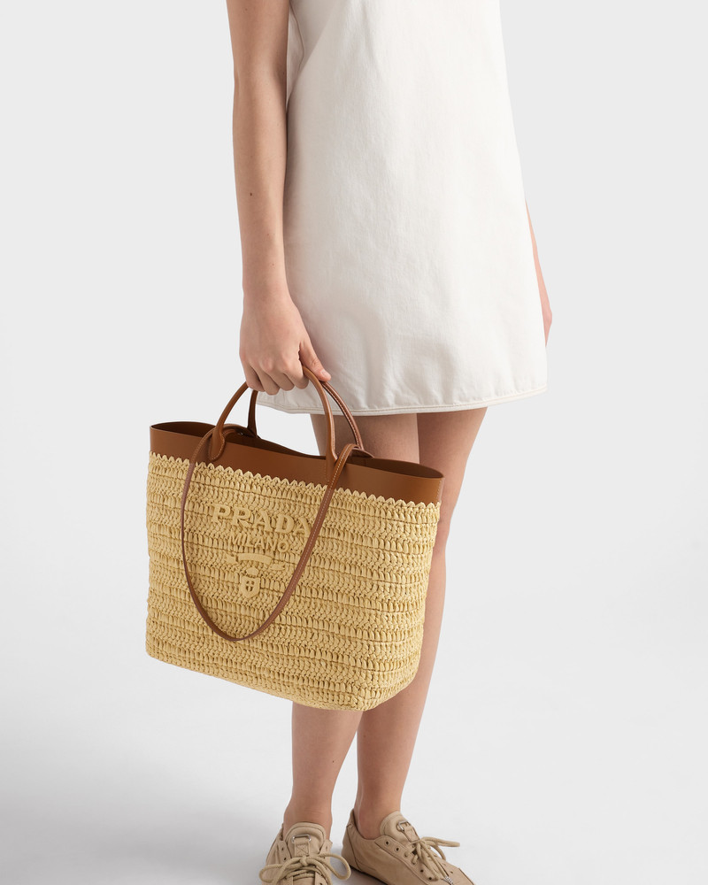 Medium crochet and leather tote bag 9