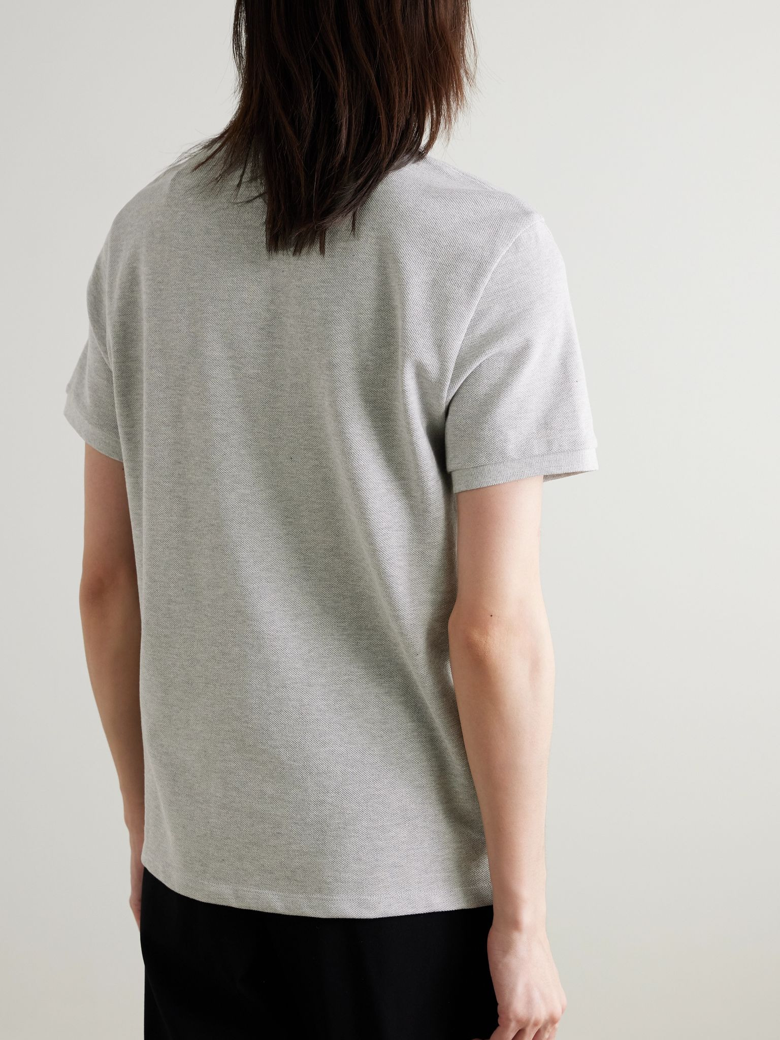 Logo-Embroidered Organic Cotton-Piqué Polo Shirt Gray - 3
