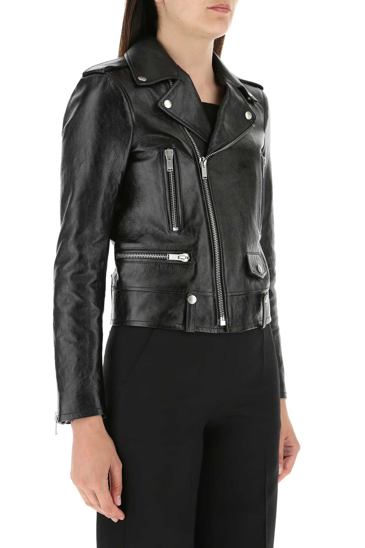Saint Laurent Women Black Leather Jacket - 3