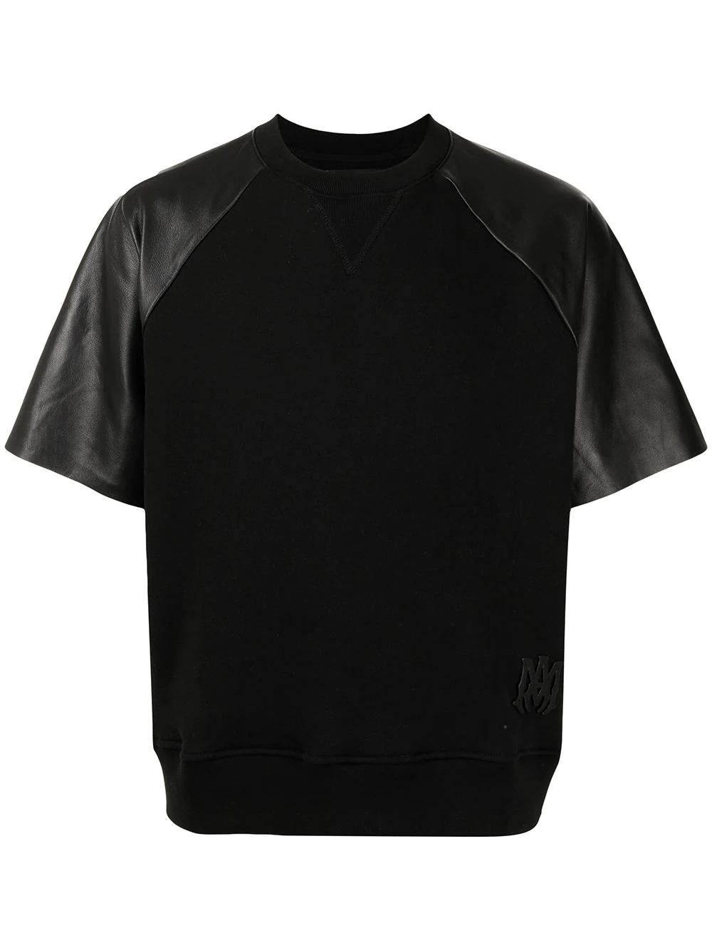 contrasting-panel short-sleeve T-shirt - 1