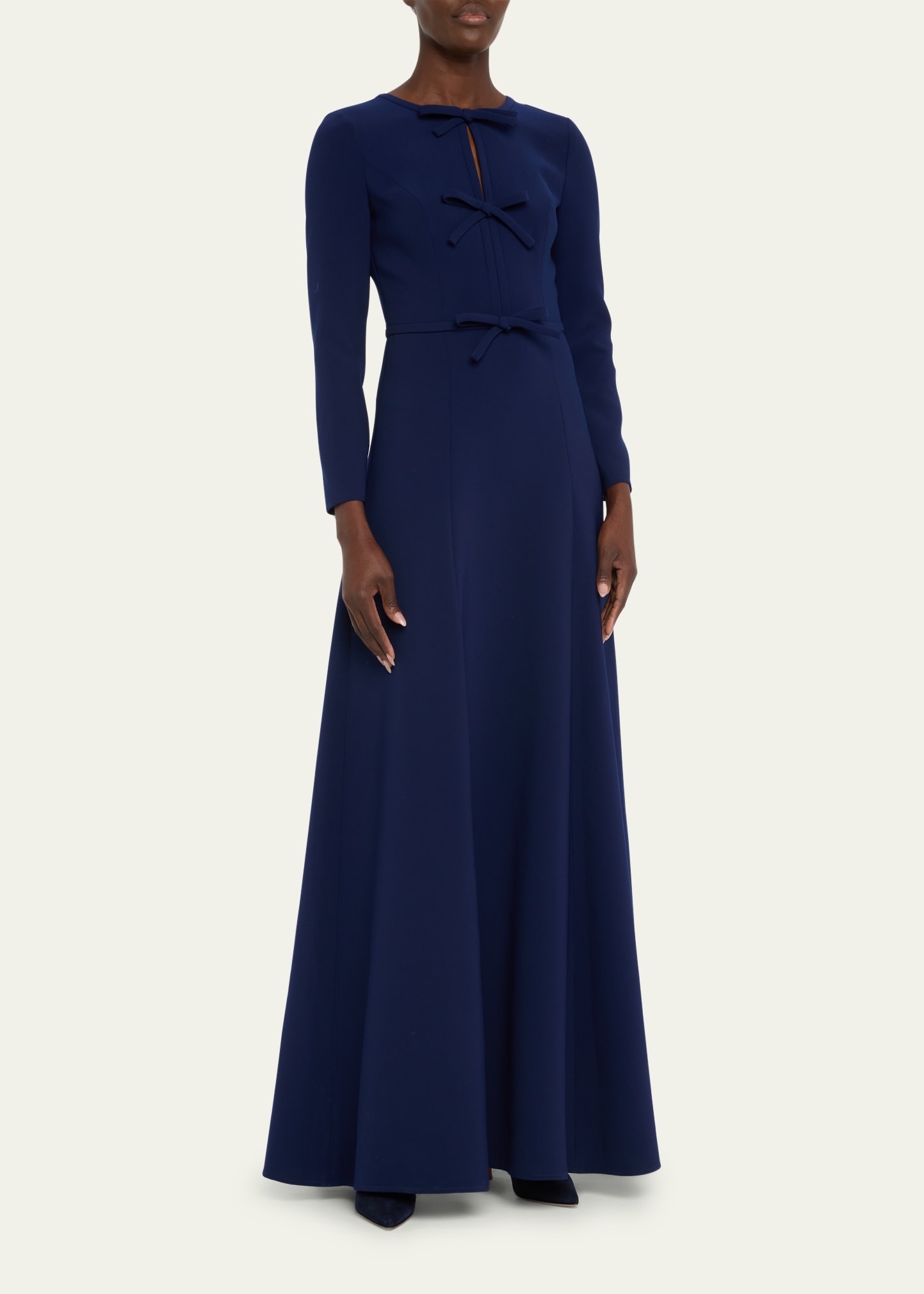Triple Bow Keyhole Long-Sleeve Gown - 4