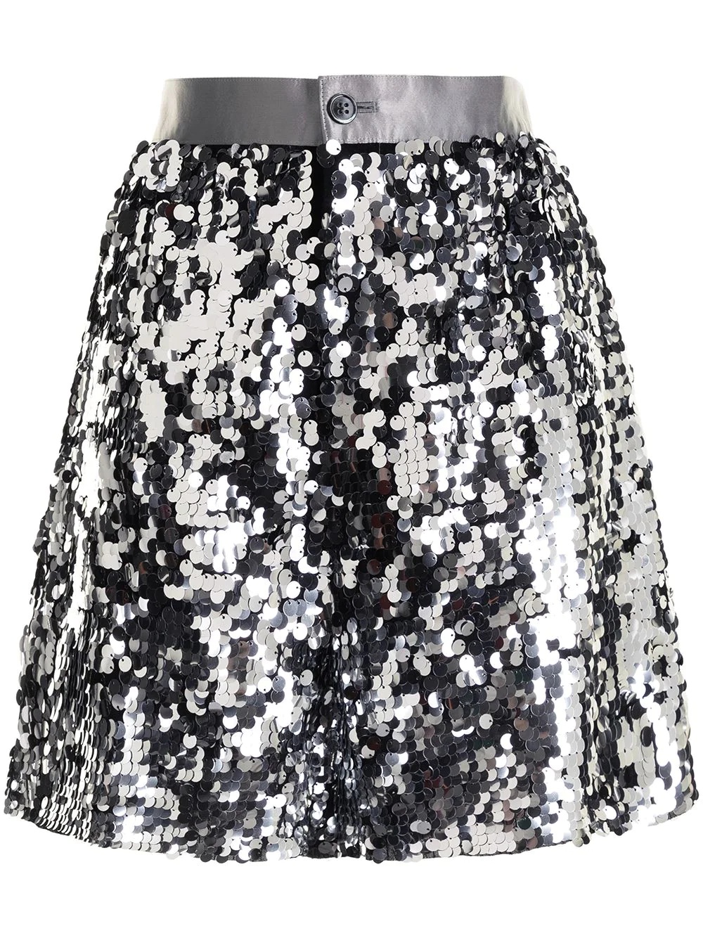 high-waisted sequinned shorts - 1