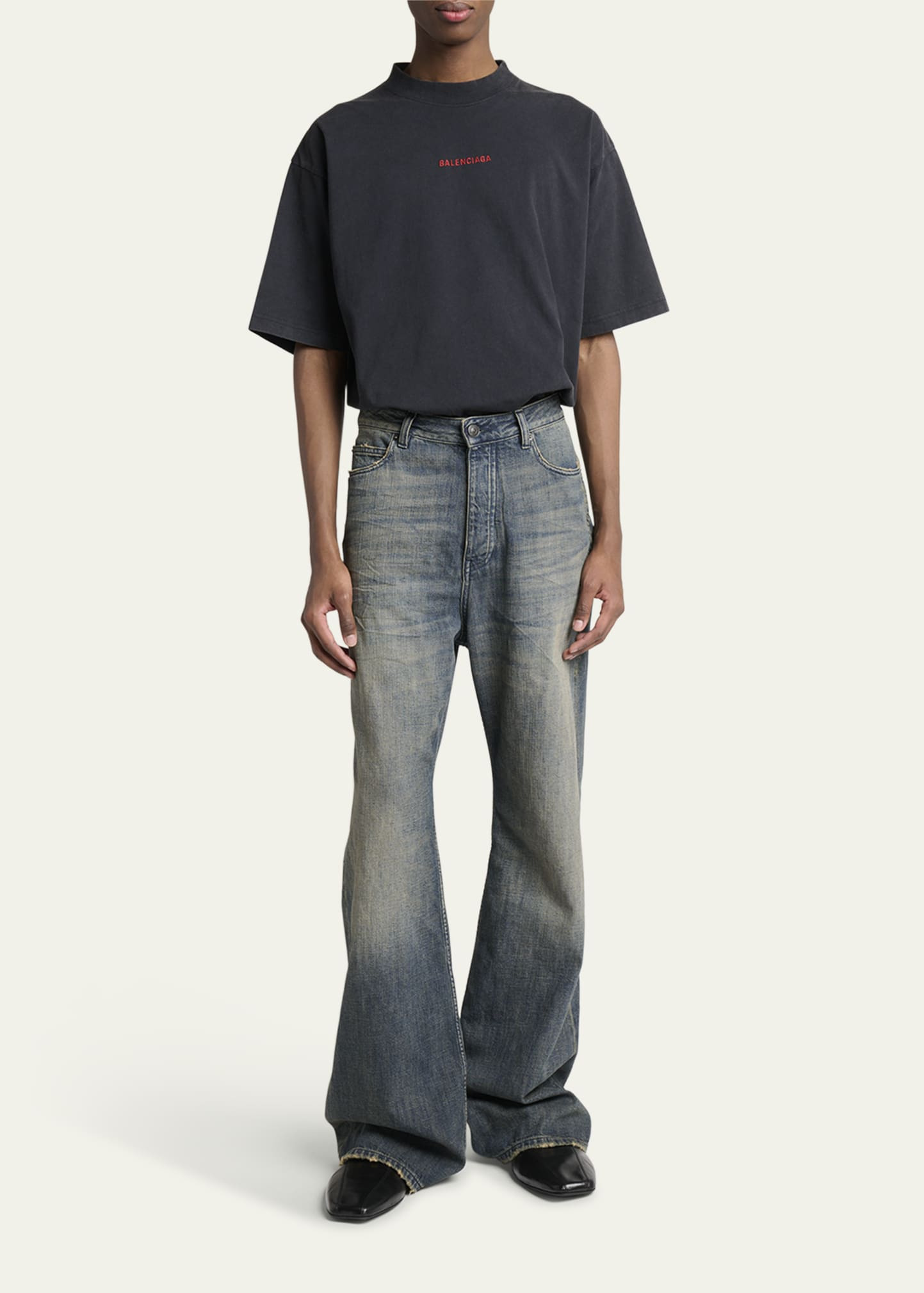 Men's Faded Denim Relaxed-Fit Bootcut Jeans - 2