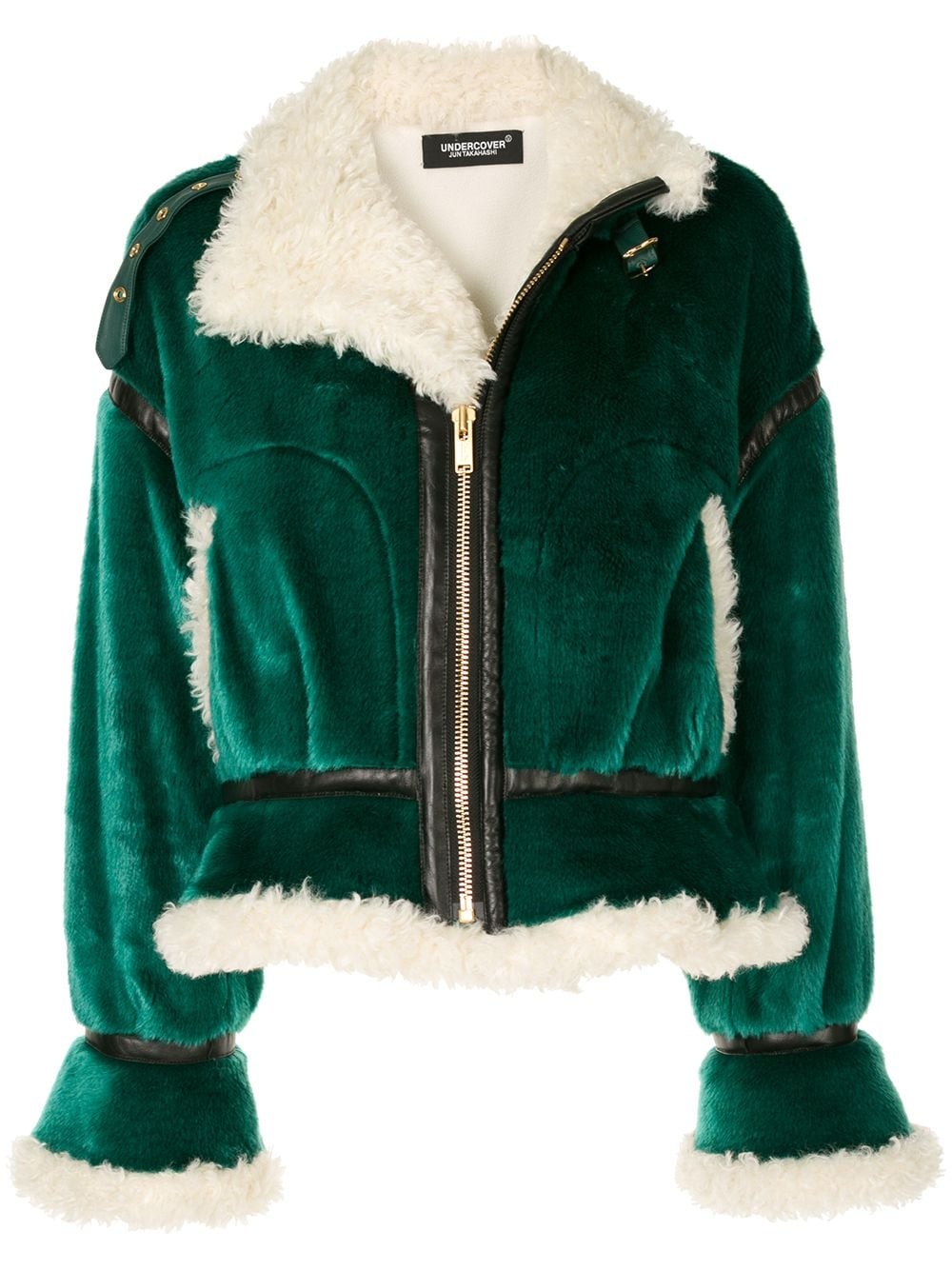 cropped faux shearling jacket - 1