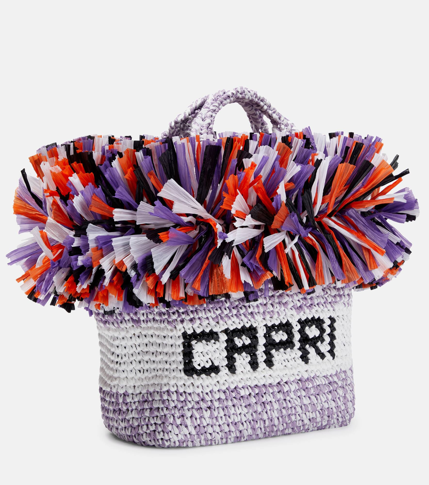 Logo Small raffia-trimmed tote - 4