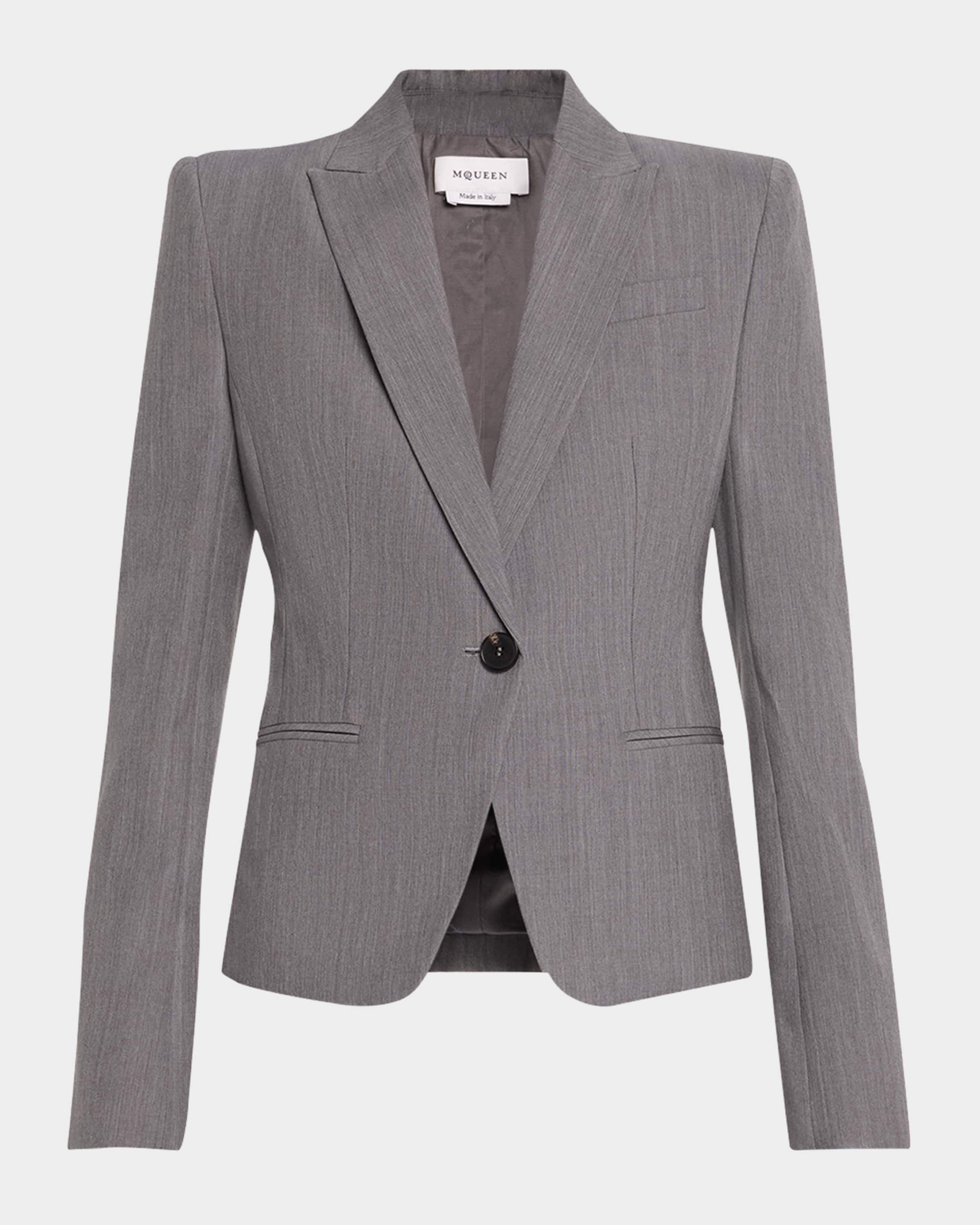 Single-Breasted Wool-Mohair Blazer Jacket - 1