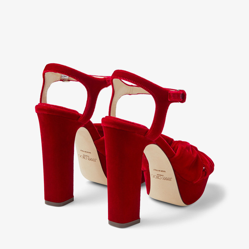 Heloise 120 Red Velvet Platform Sandals 6