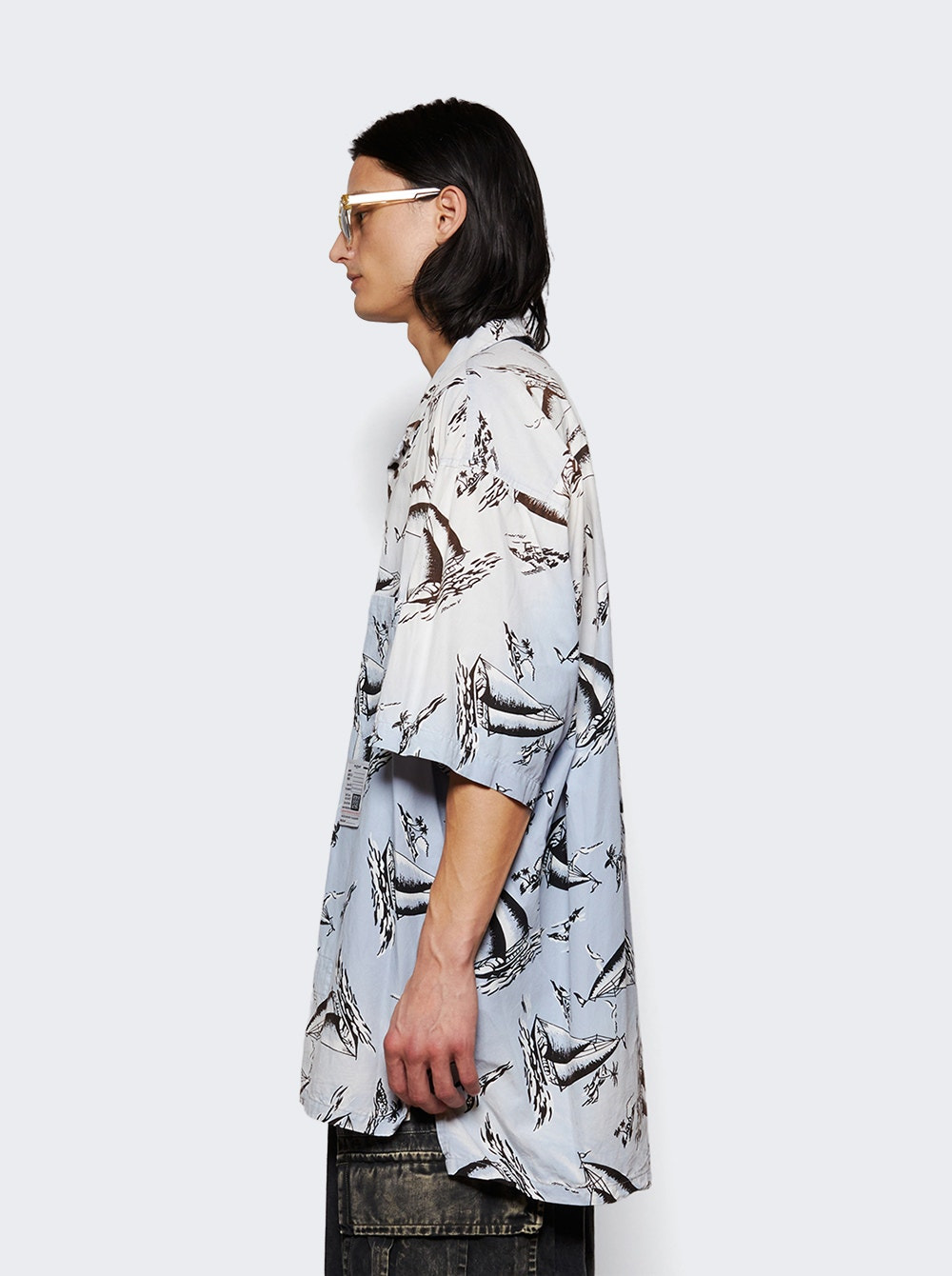 Vintage Like Aloha Shirt Light Blue - 3