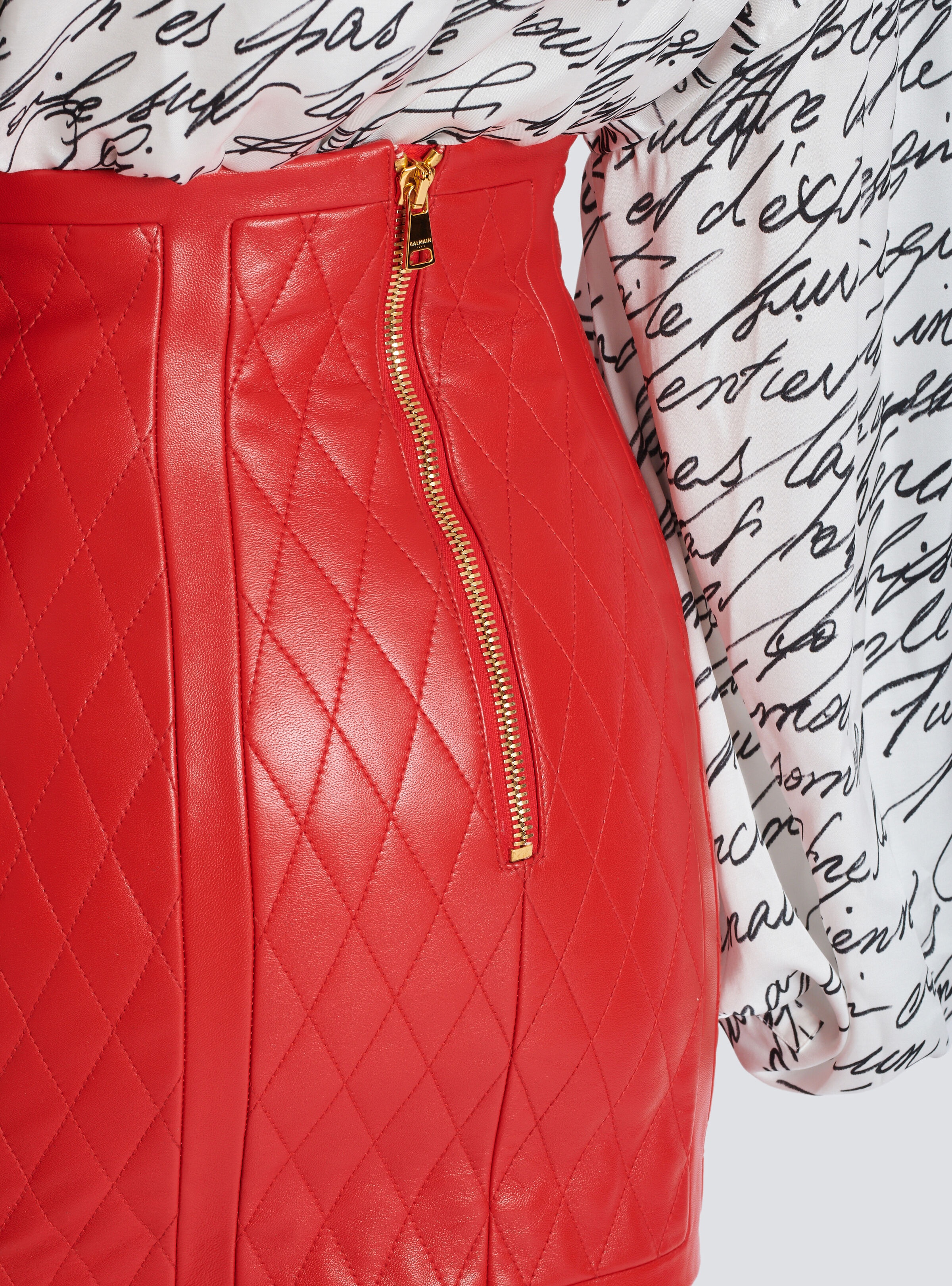 Quilted lambskin skirt with diamond motif - 6