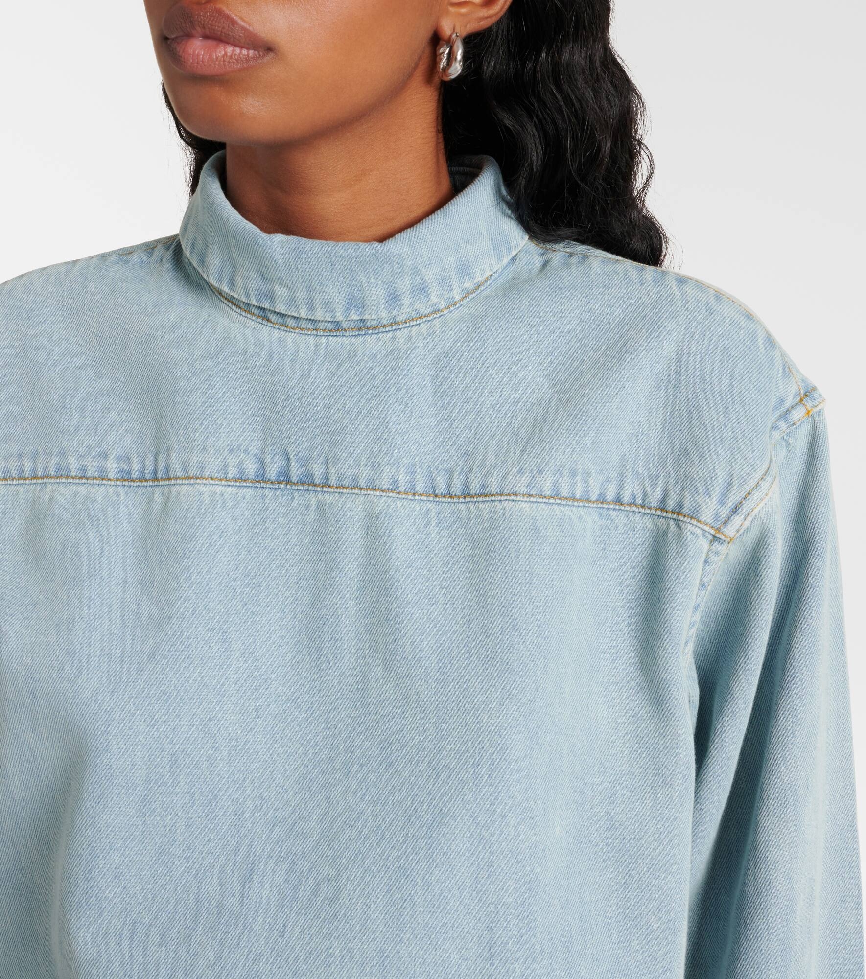 Denim turtleneck top - 4