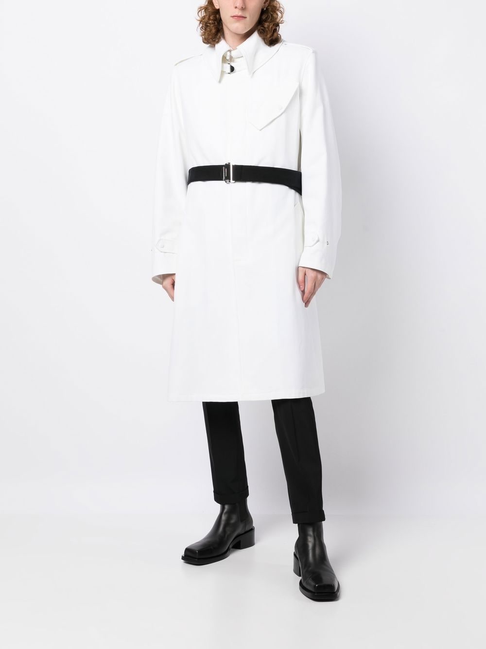 belted single-breasted coat - 4