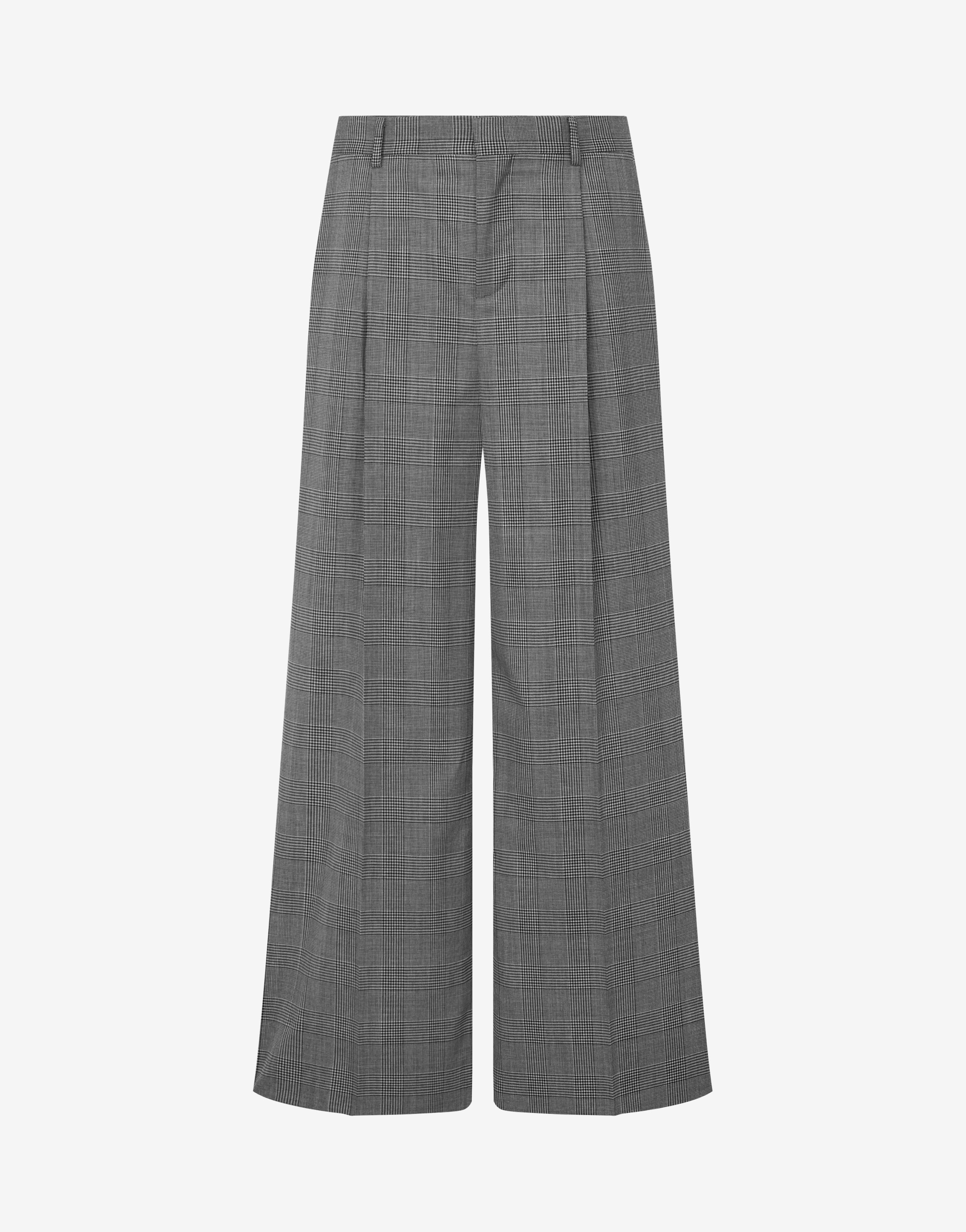 GLEN PLAID WOOL TROUSERS - 1