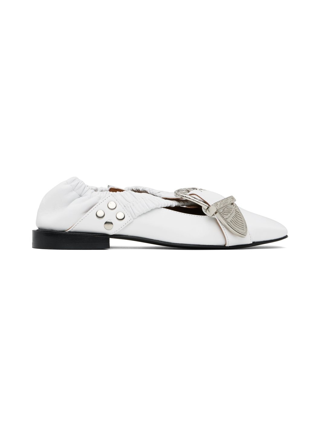 SSENSE Exclusive White Cross Strap Ballerina Flats - 1