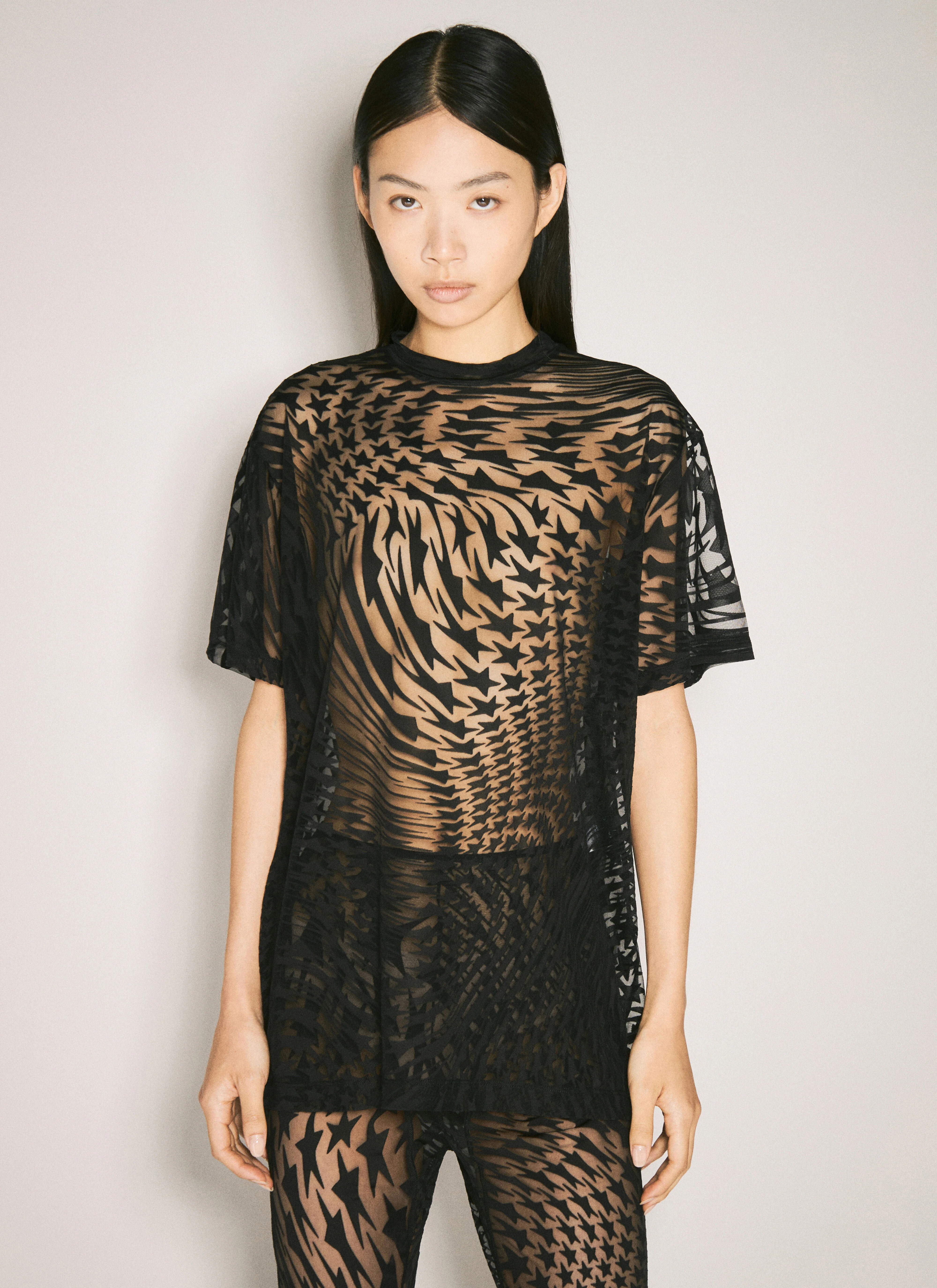 Sheer Flocked Star T-Shirt - 1