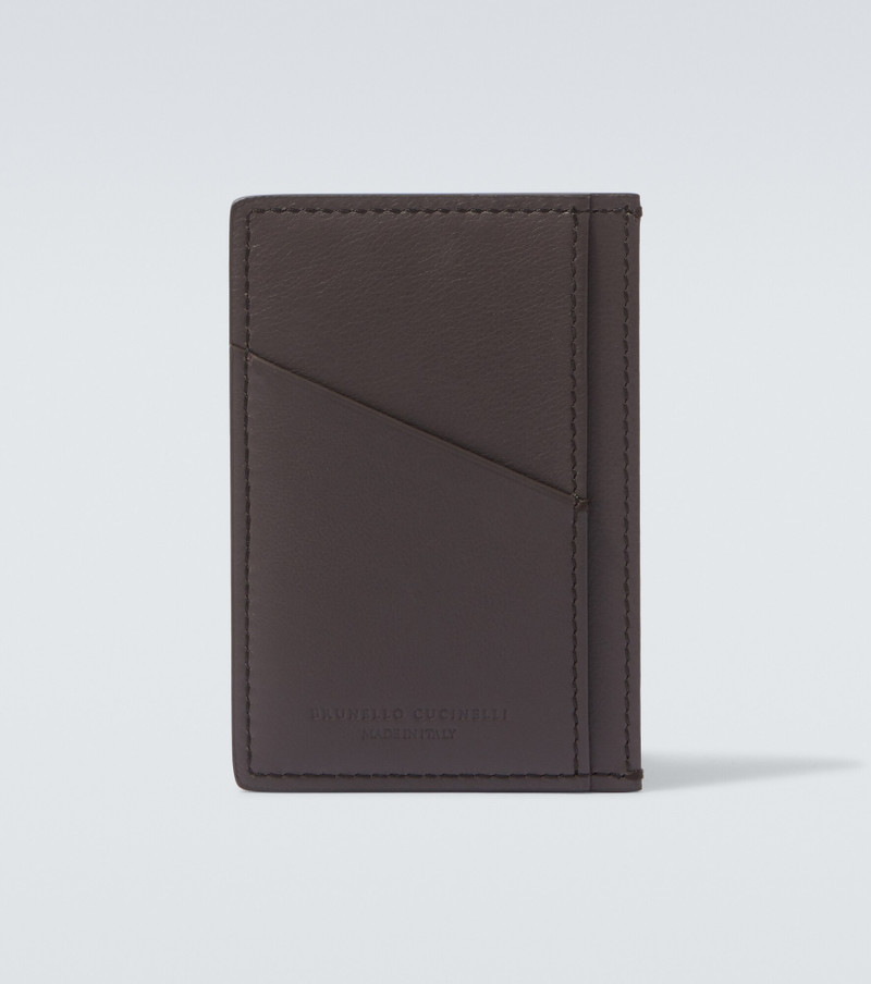 Brunello Cucinelli Debossed leather card holder outlook