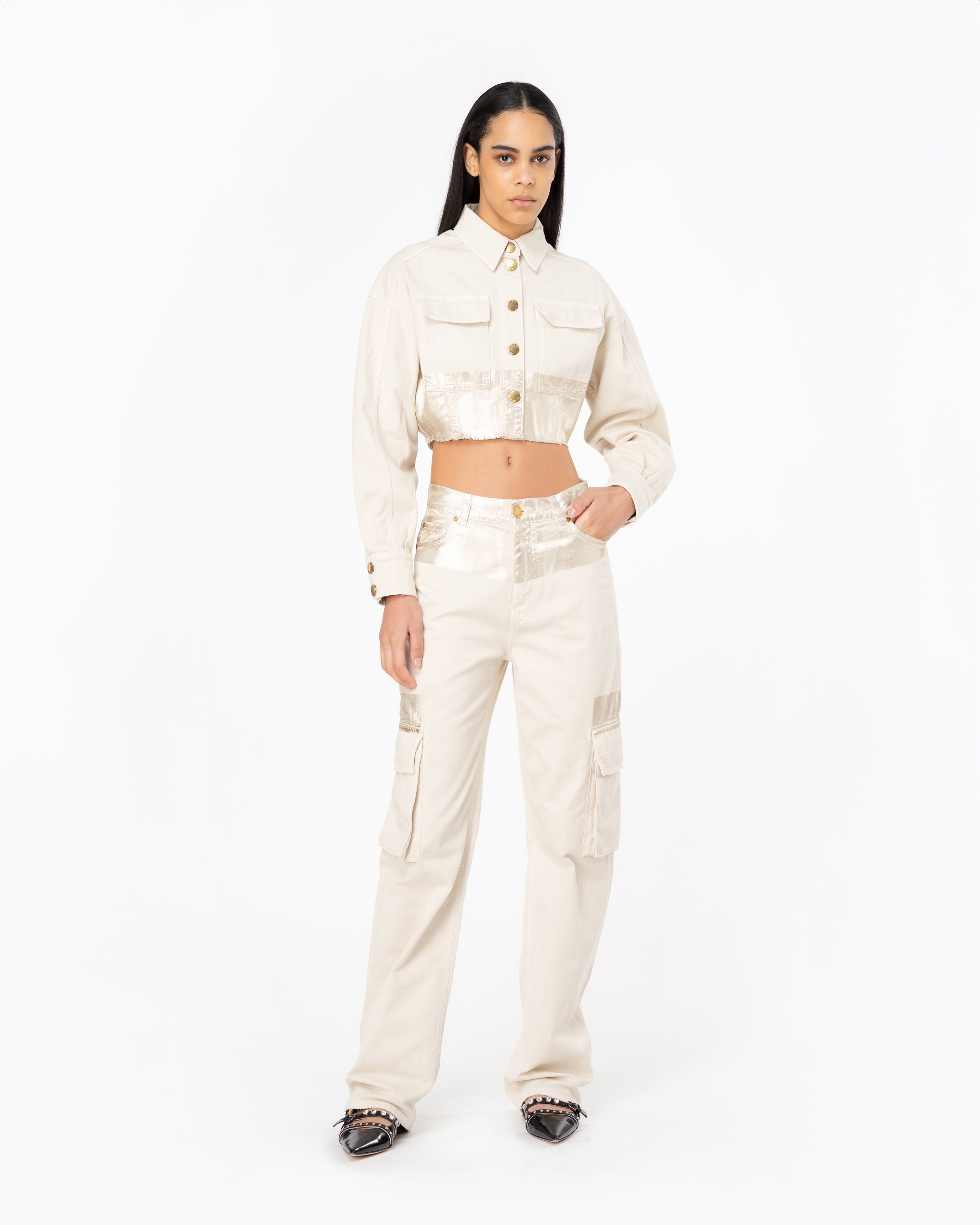 METALLIC CARGO TROUSERS - 2