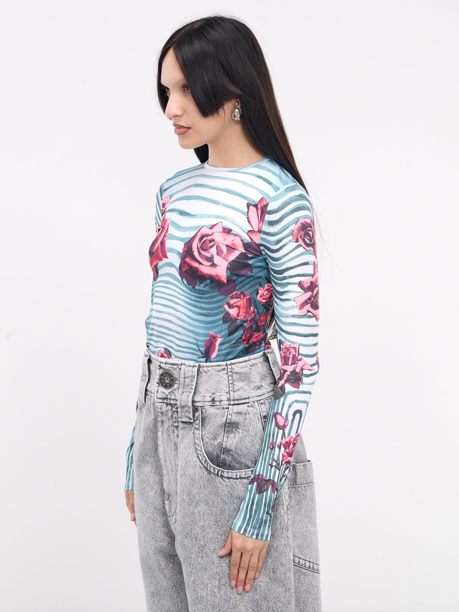 Flower Body Morphing Print Top - 2