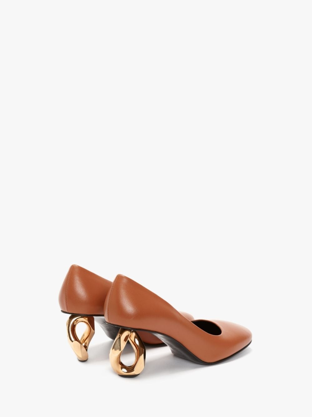 CHAIN HEEL LEATHER PUMPS - 3
