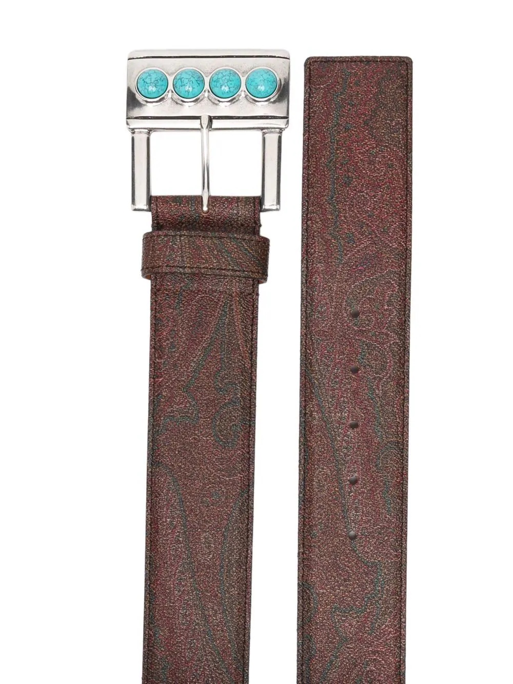 wide paisley-print leather belt - 2