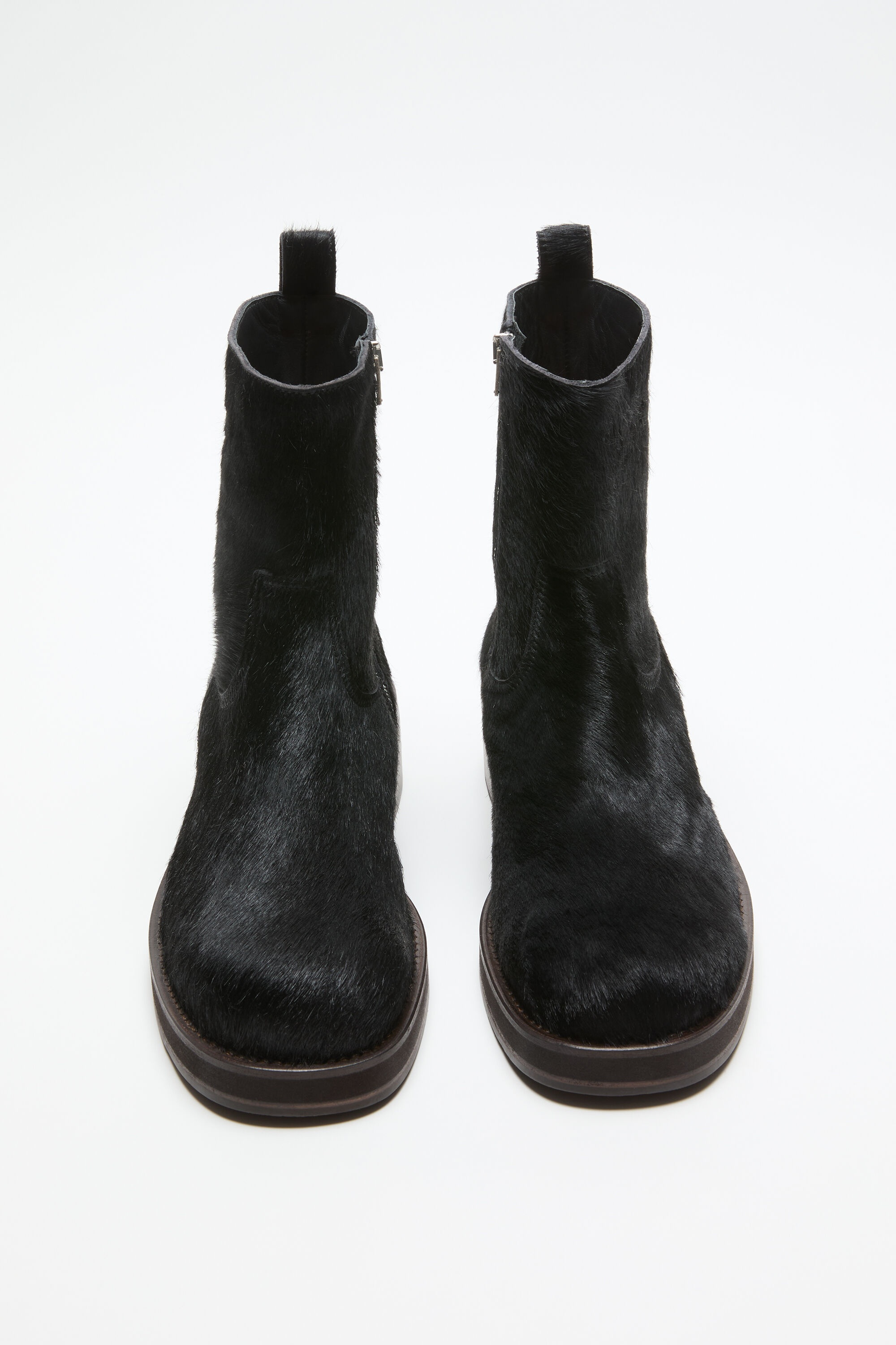 Furry leather boot - Black - 3