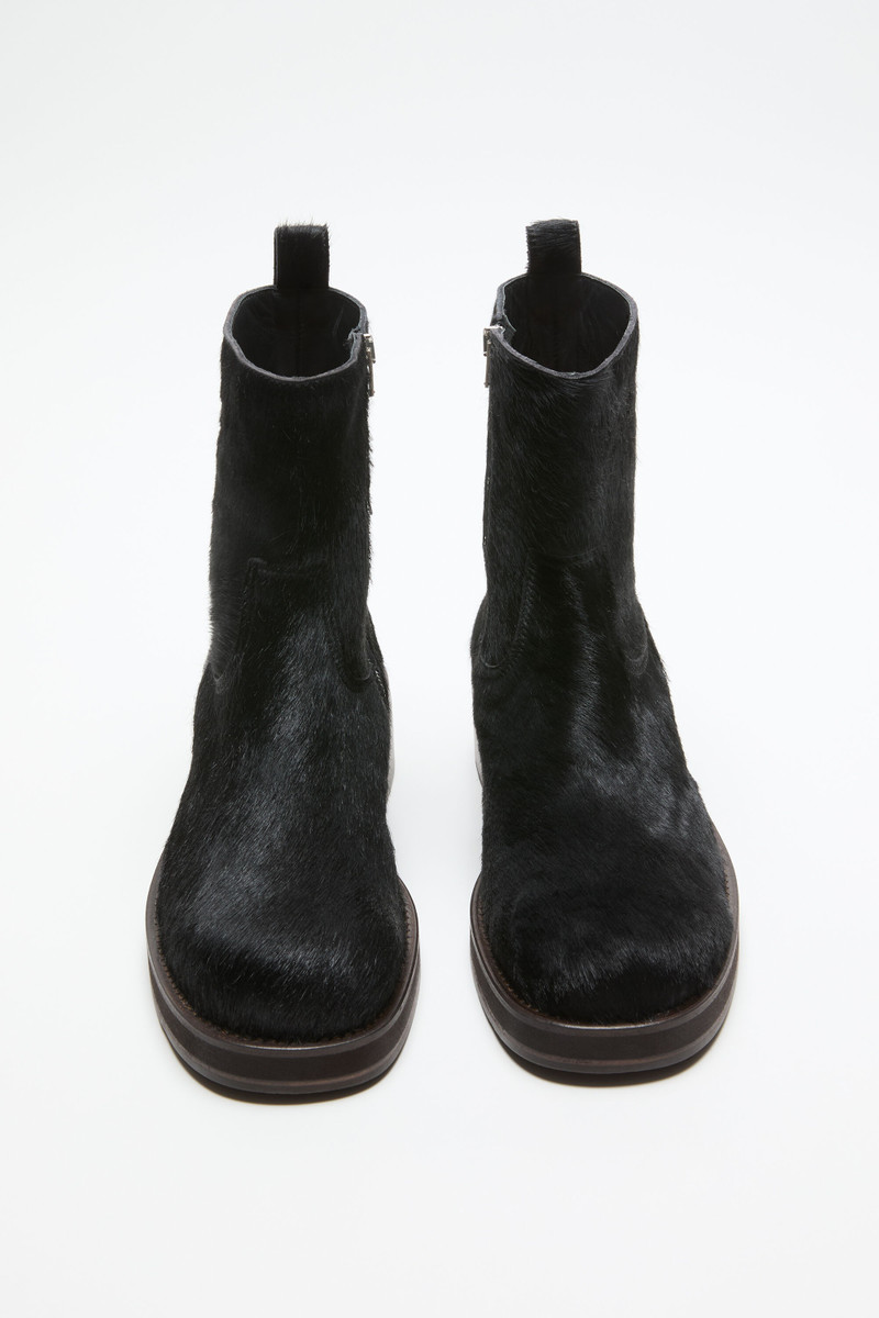 Furry leather boot - Black 3