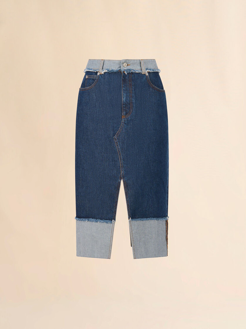 BLUE DENIM INSIDE-OUT MIDI SKIRT 1
