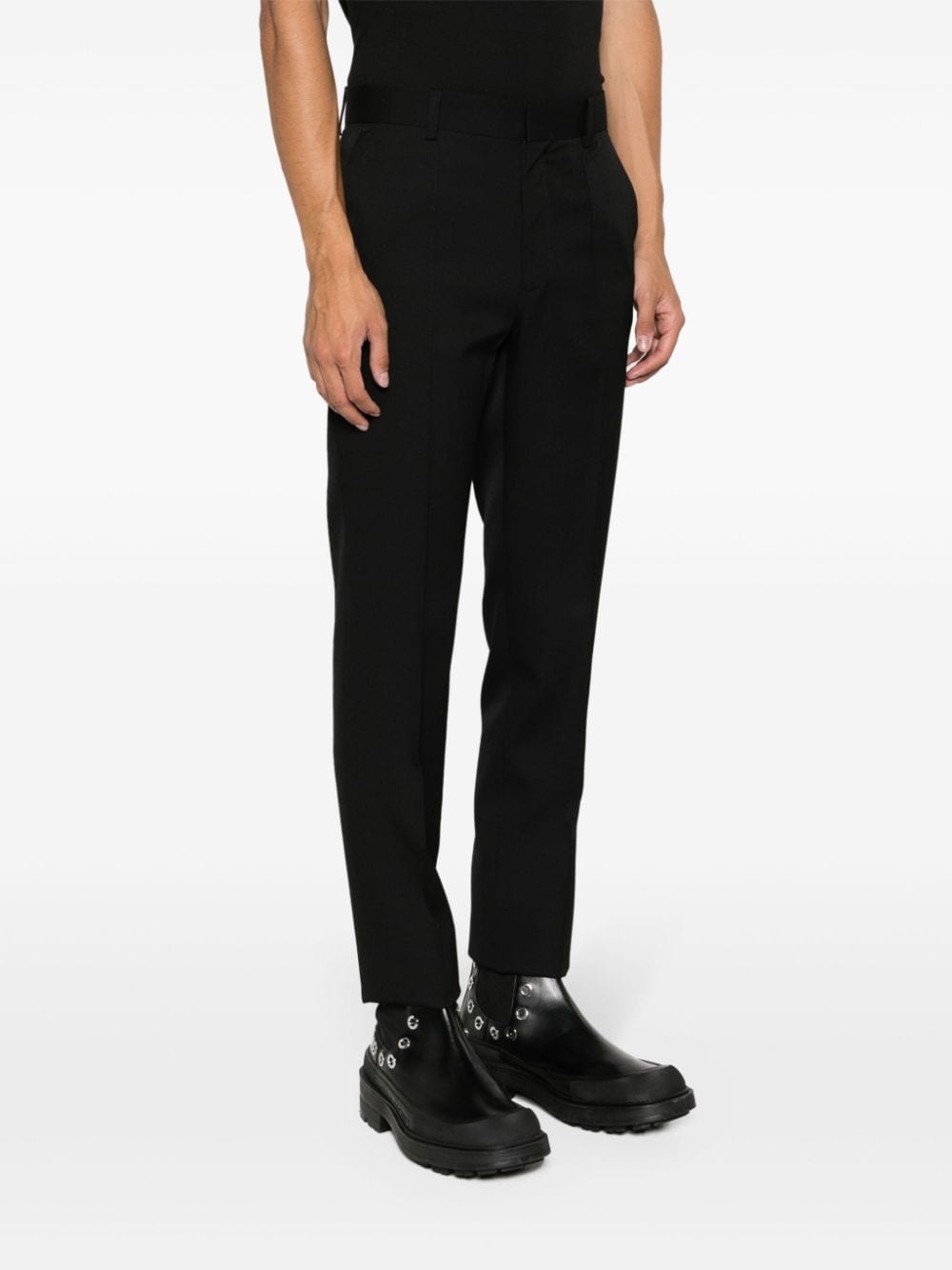 slim-cut wool trousers - 3