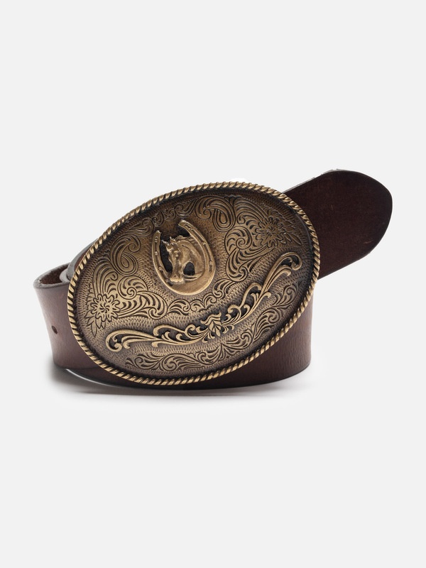 Western Buckle Belt Dark Brown - 2