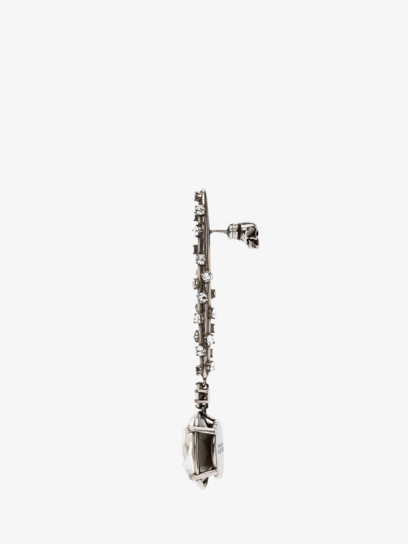 Embellished Stick Earrings in Antique Silver - 2