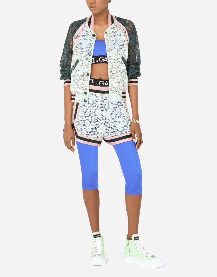 Lace bomber jacket with contrasting trims - 6