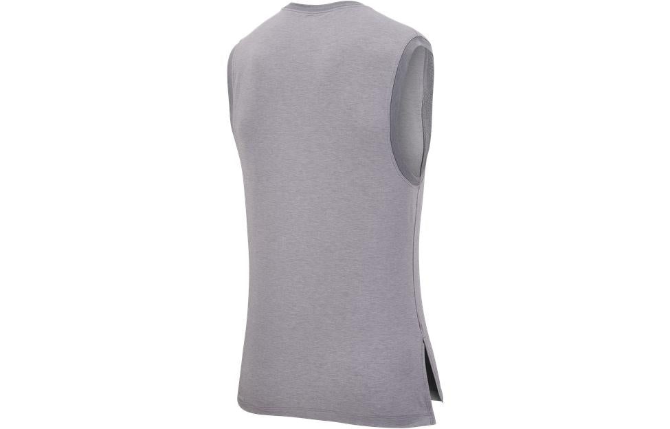Men's Nike Dri-FIT Solid Color Logo Round Neck Slim Fit Gray Vest CN9819-056 - 2