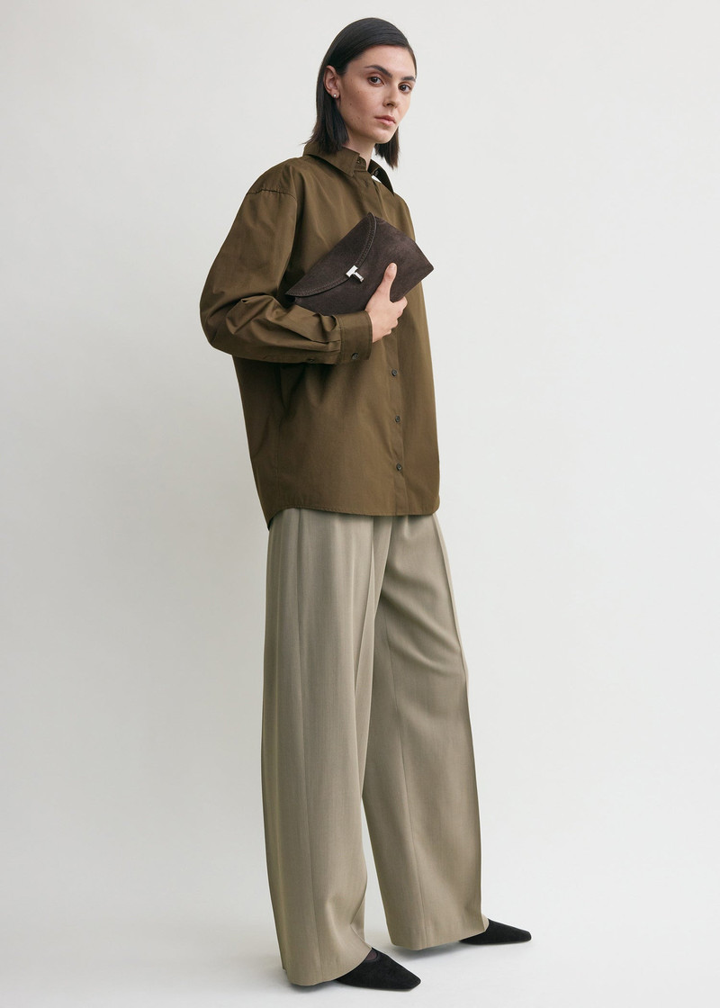 TOTEME T-lock suede clutch brown outlook