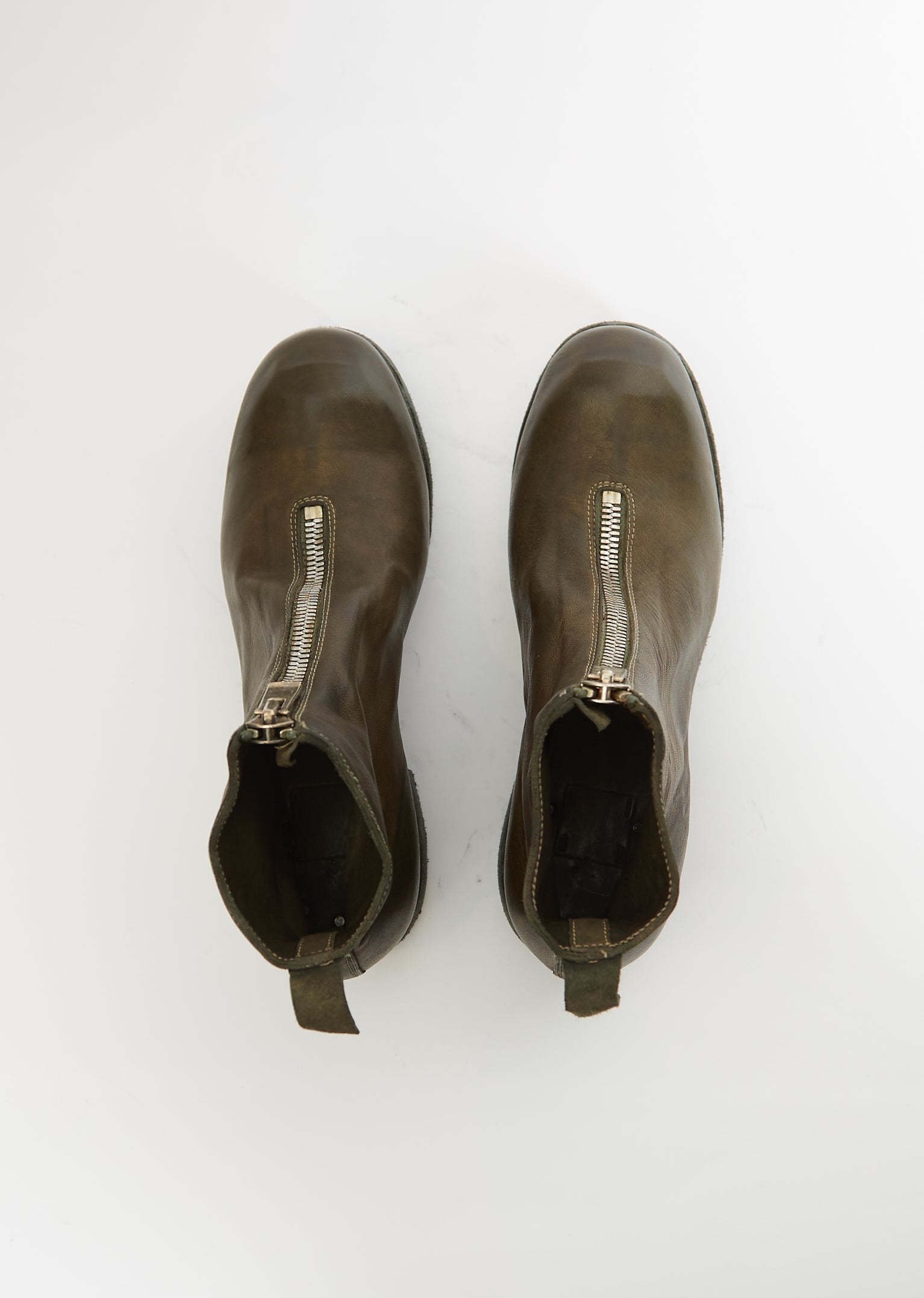 Leather Front Zip Boot PL1— Green - 2