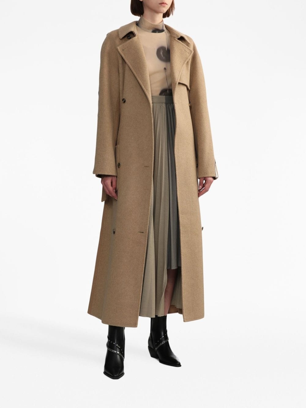 button-detail double-breasted maxi coat - 2