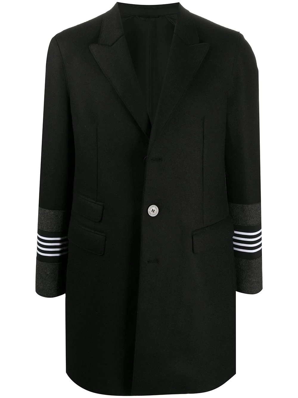 striped cuffs single-breasted coat - 1