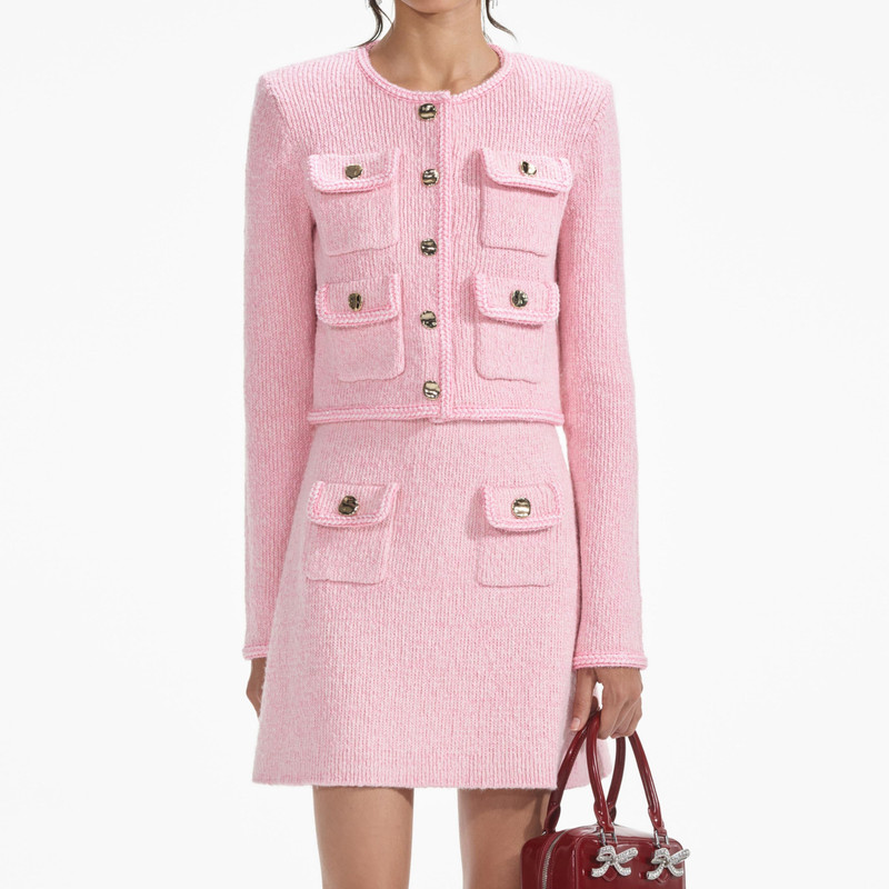 Pink Melange Merino Knit Skirt 4