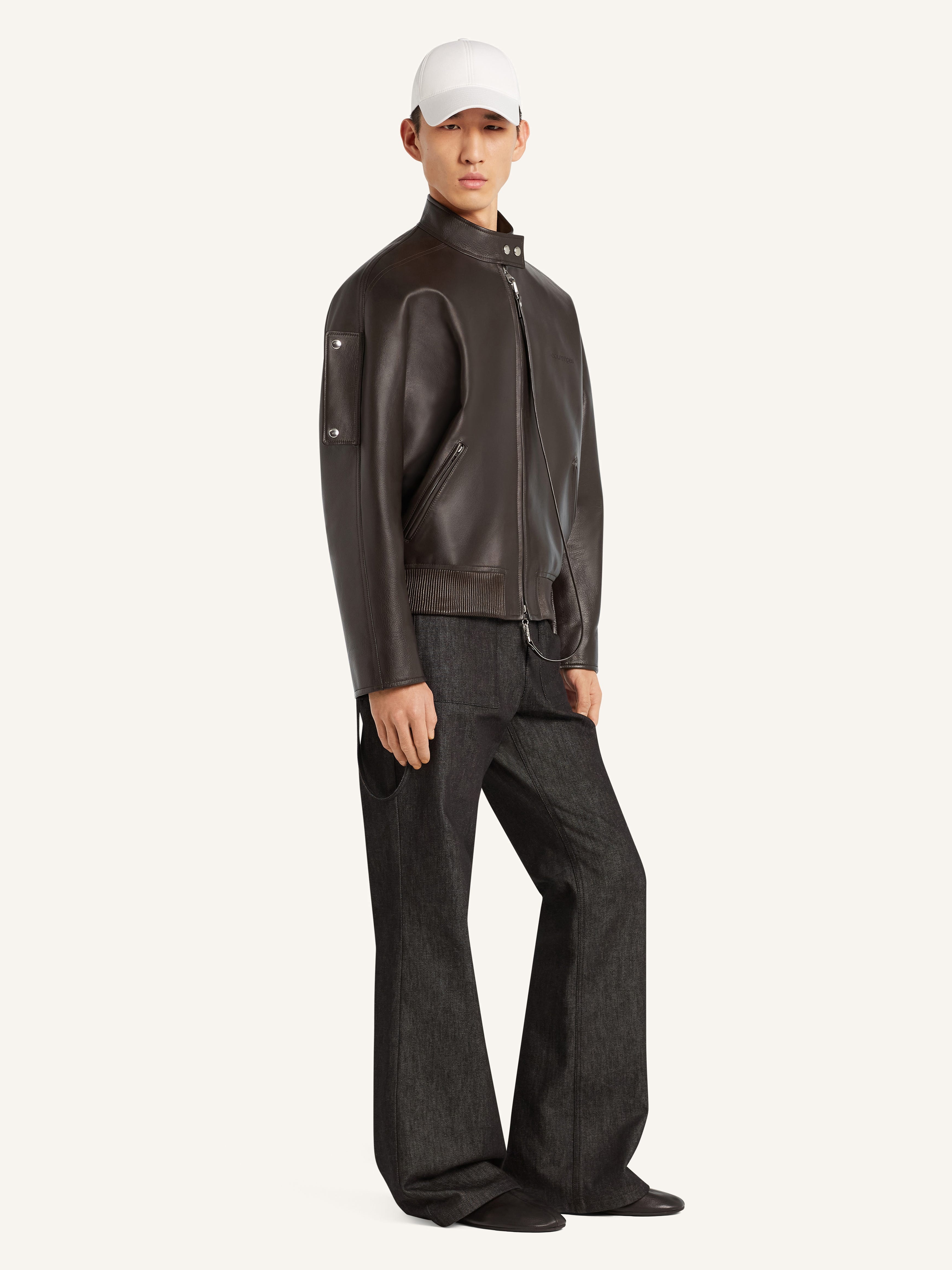EMBROIDERED LEATHER BOMBER JACKET - 3