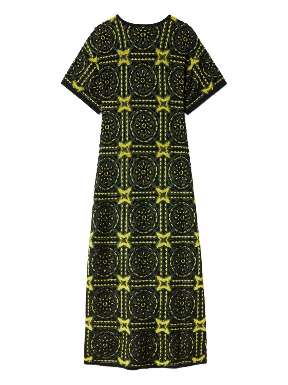 geometric-embroidered midi dress - 5