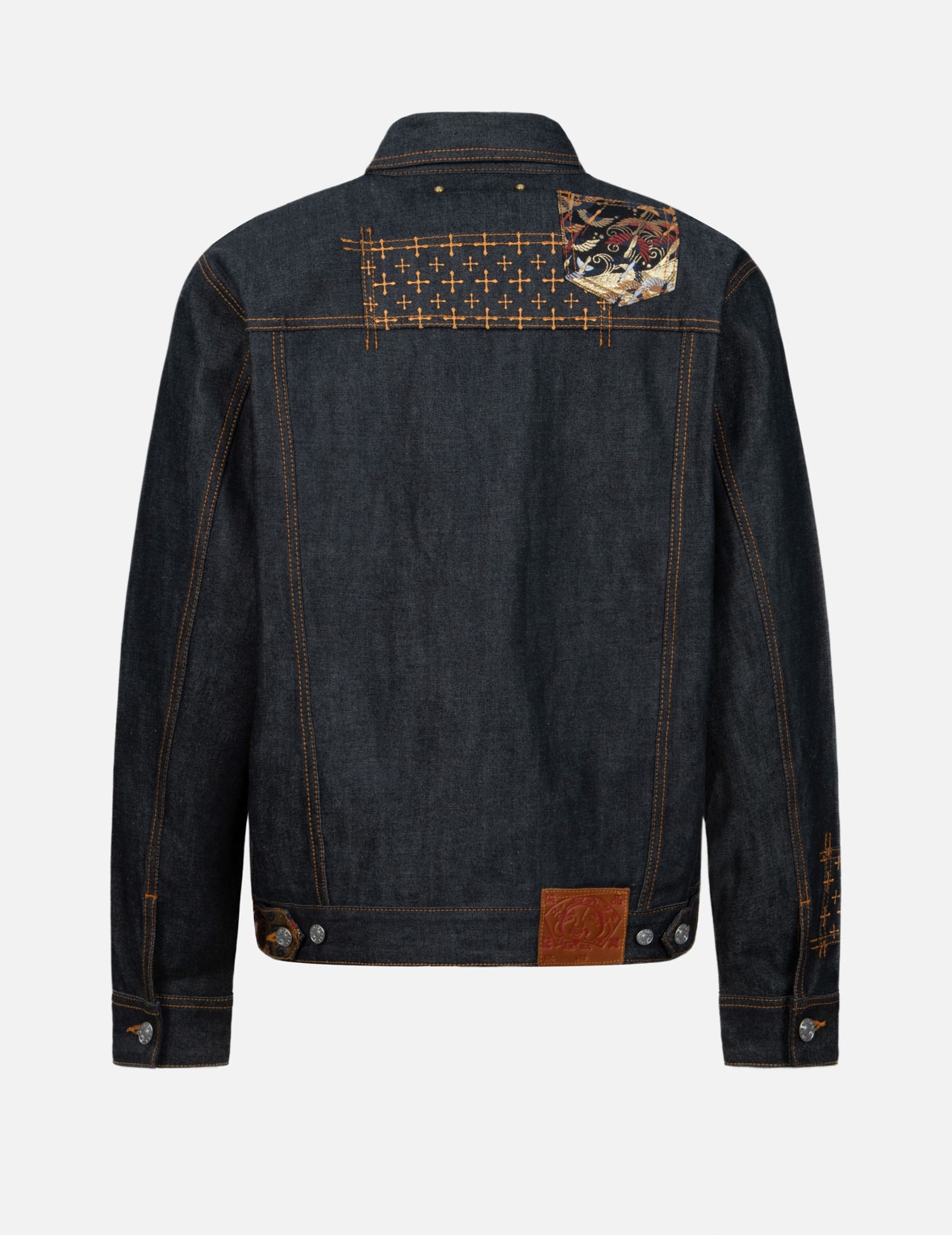 SEAGULL EMBROIDERY AND BROCADE POCKET RELAX FIT DENIM JACKET - 2