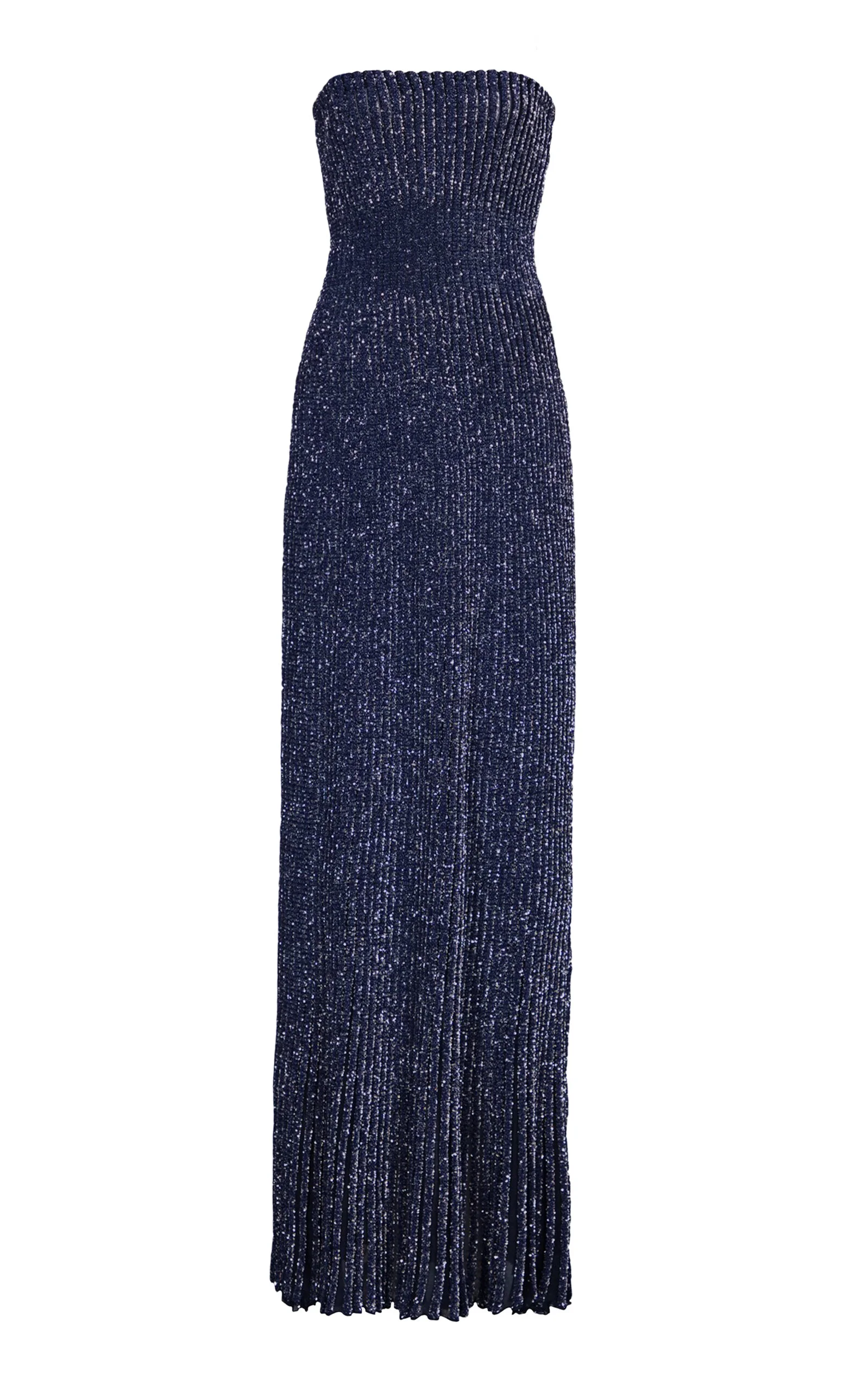 Strapless Ribbed-Knit Maxi Dress blue - 1