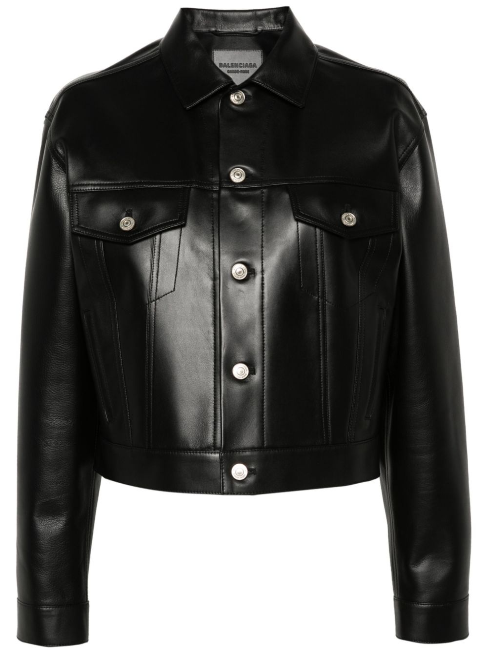 single-breasted leather jacket - 1