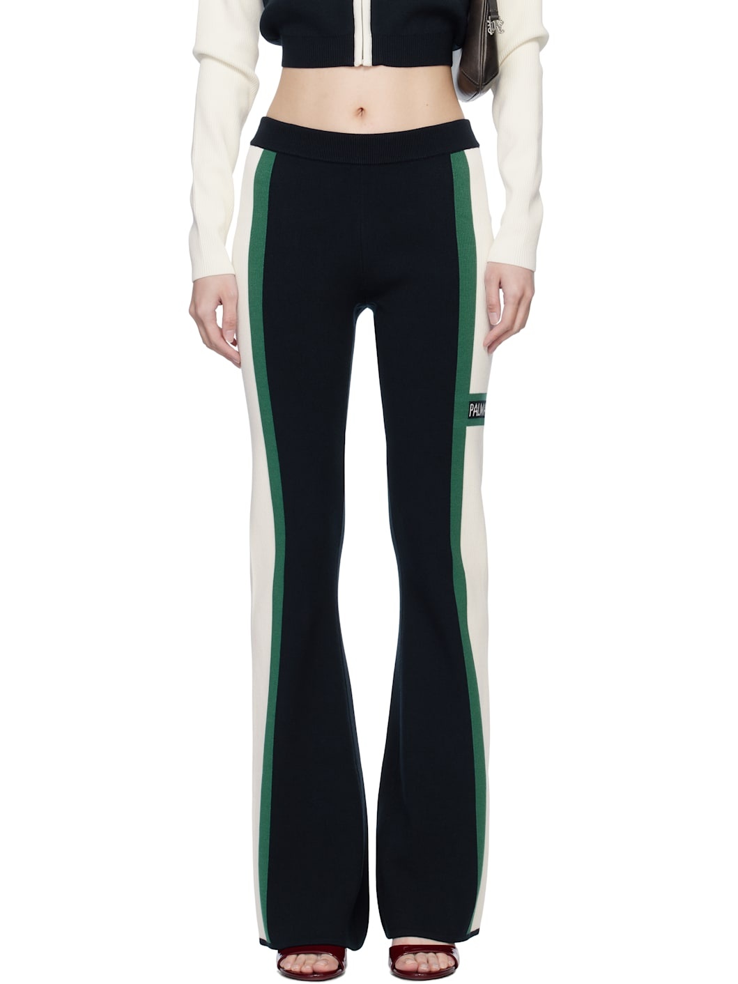 Navy & Off-White Racing Knit Lounge Pants - 1